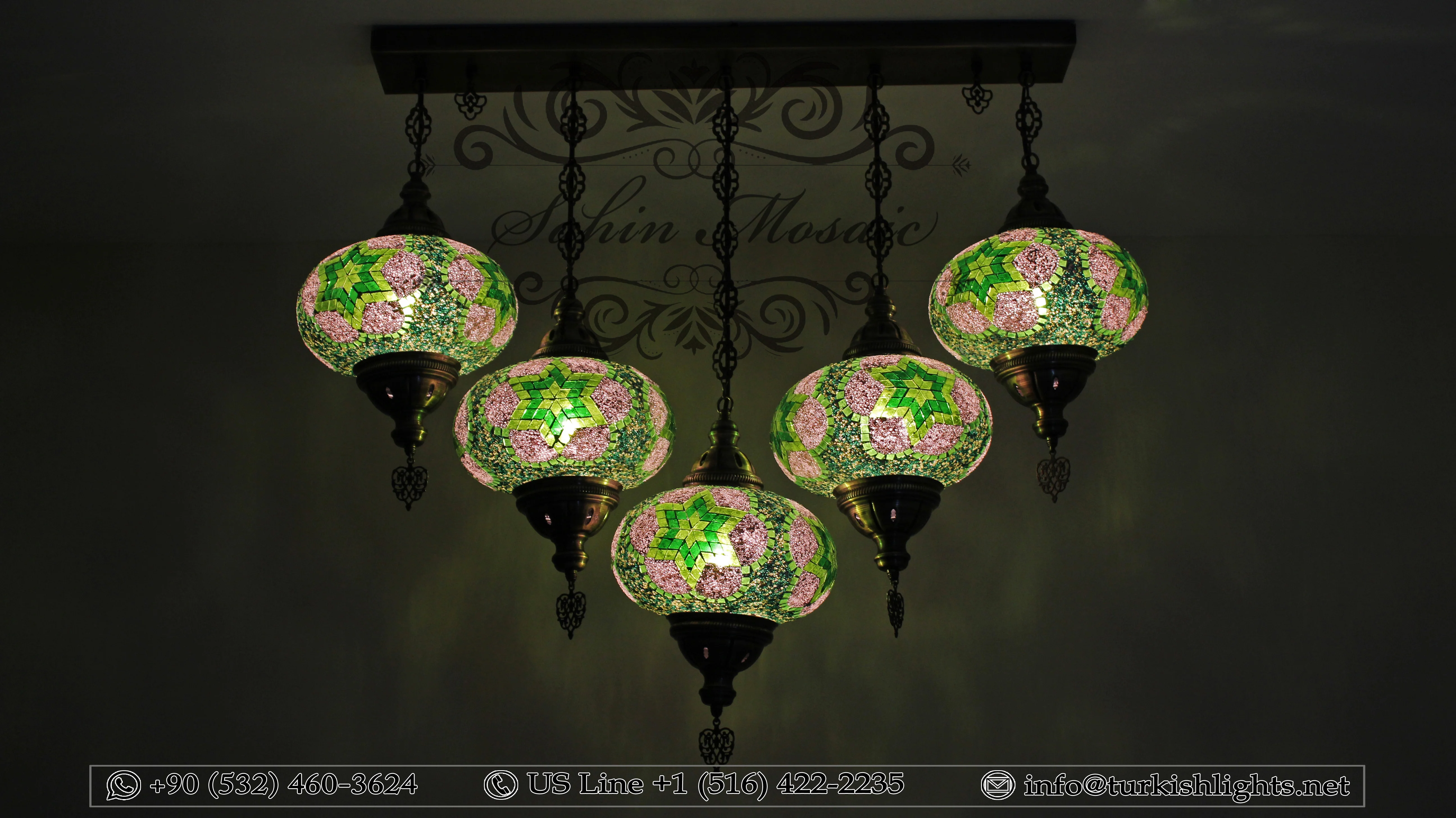 Kitchen Island Pendant With 5 Extra Large Globes, ID: 104