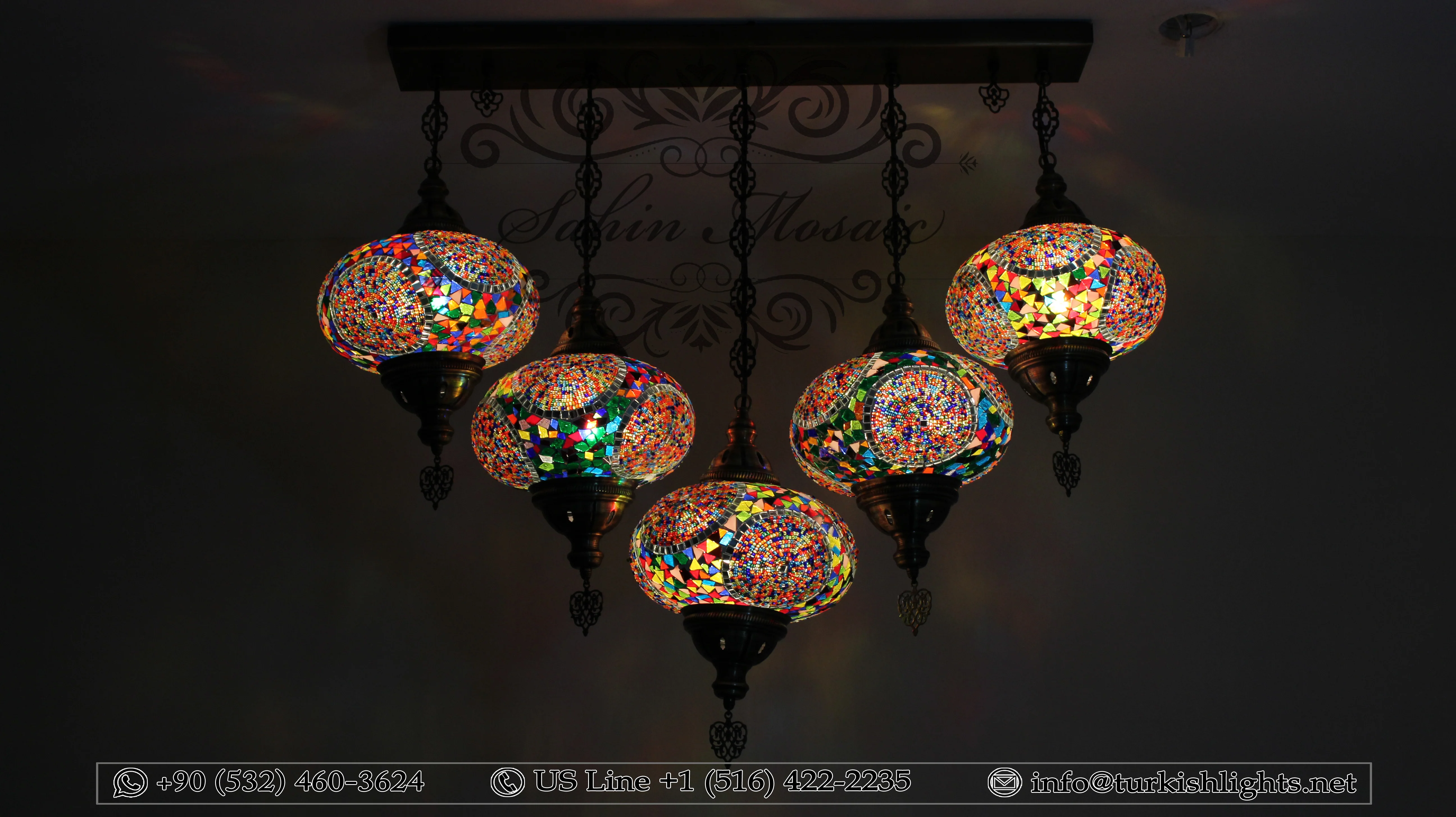 Kitchen Island Pendant With 5 Extra Large Globes, ID: 104