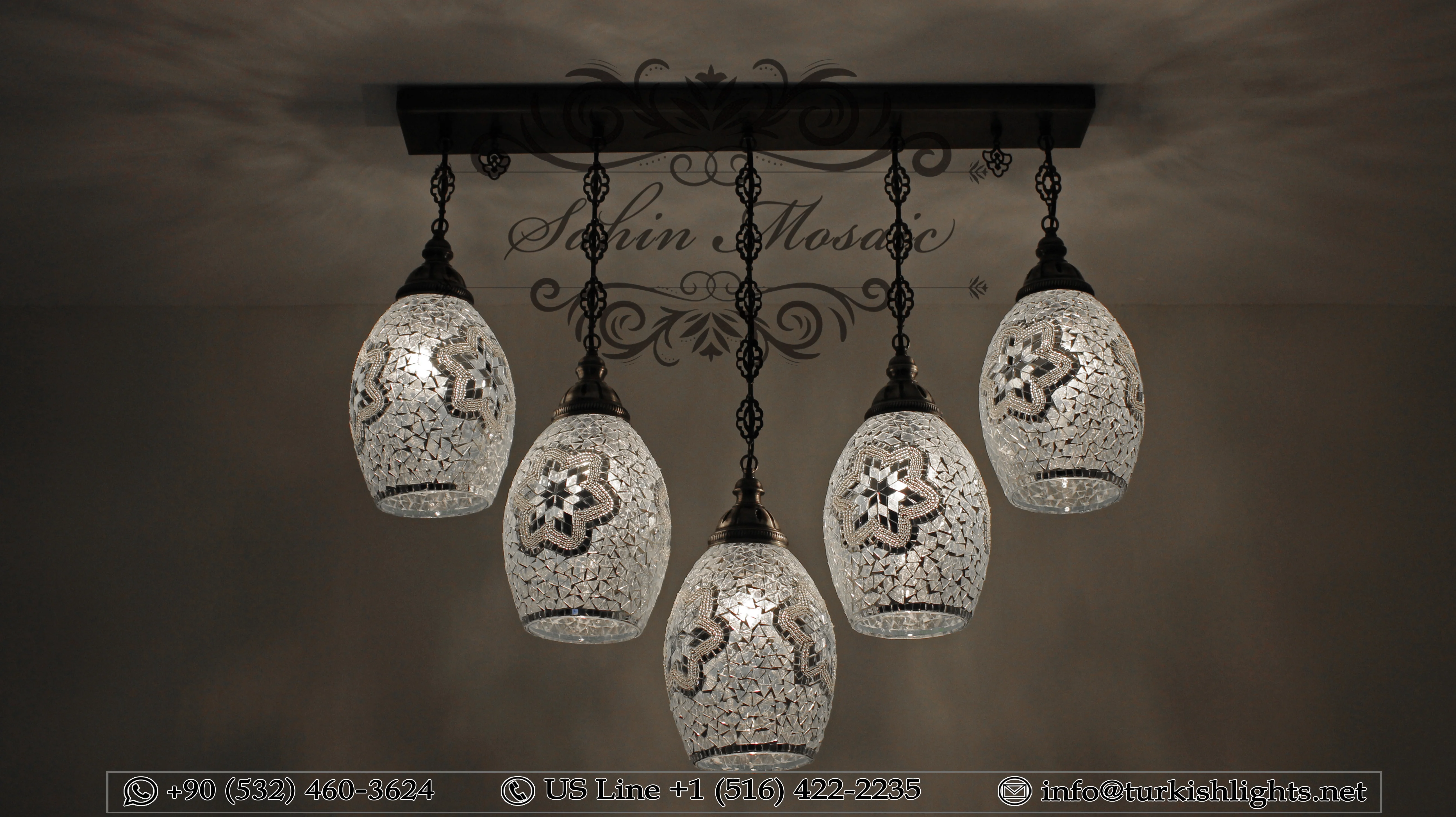 Kitchen Island Pendant With 5 Globes, ID:105