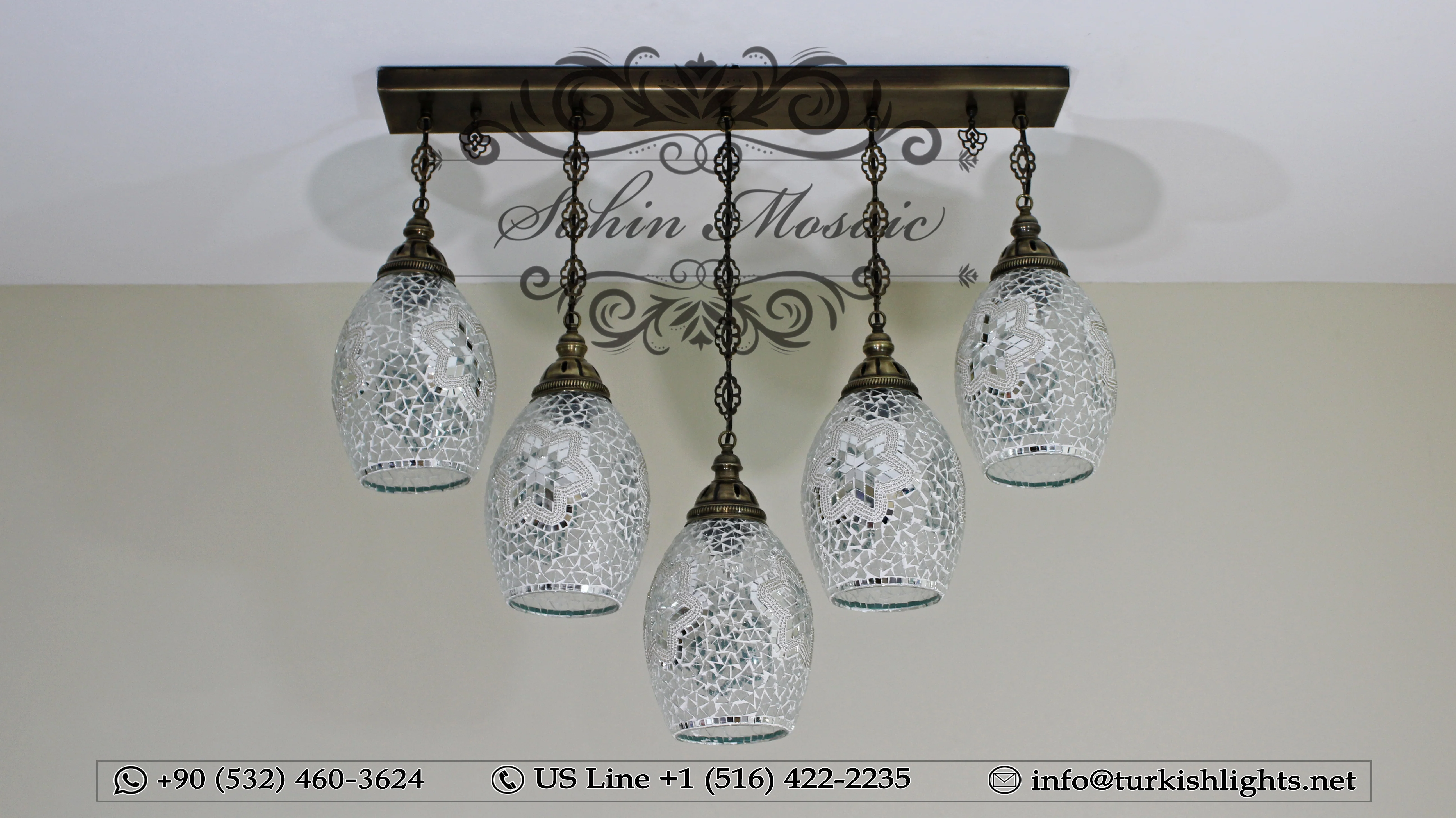 Kitchen Island Pendant With 5 Globes, ID:105 - Image 2