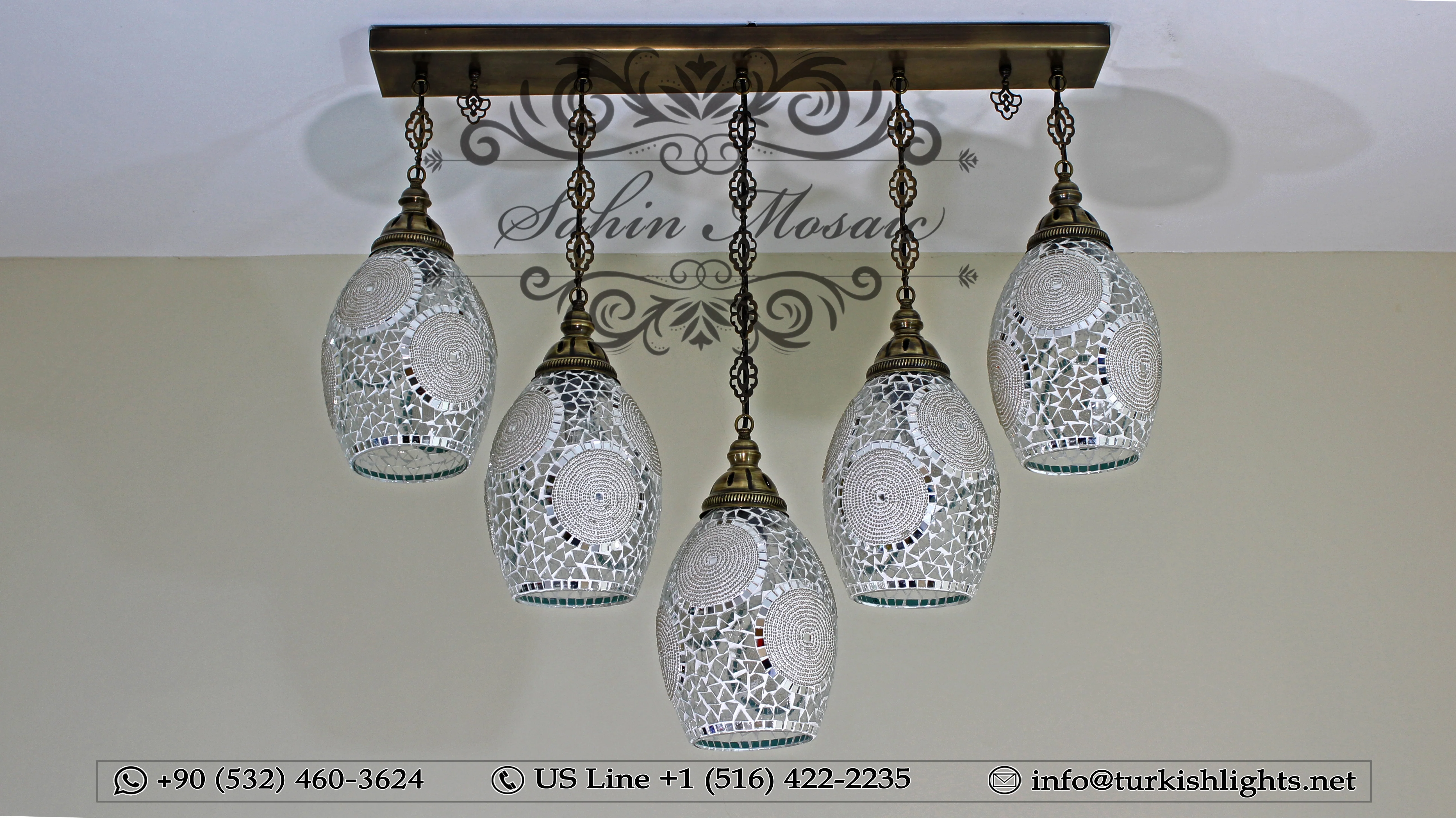Kitchen Island Pendant With 5 Globes, ID:105