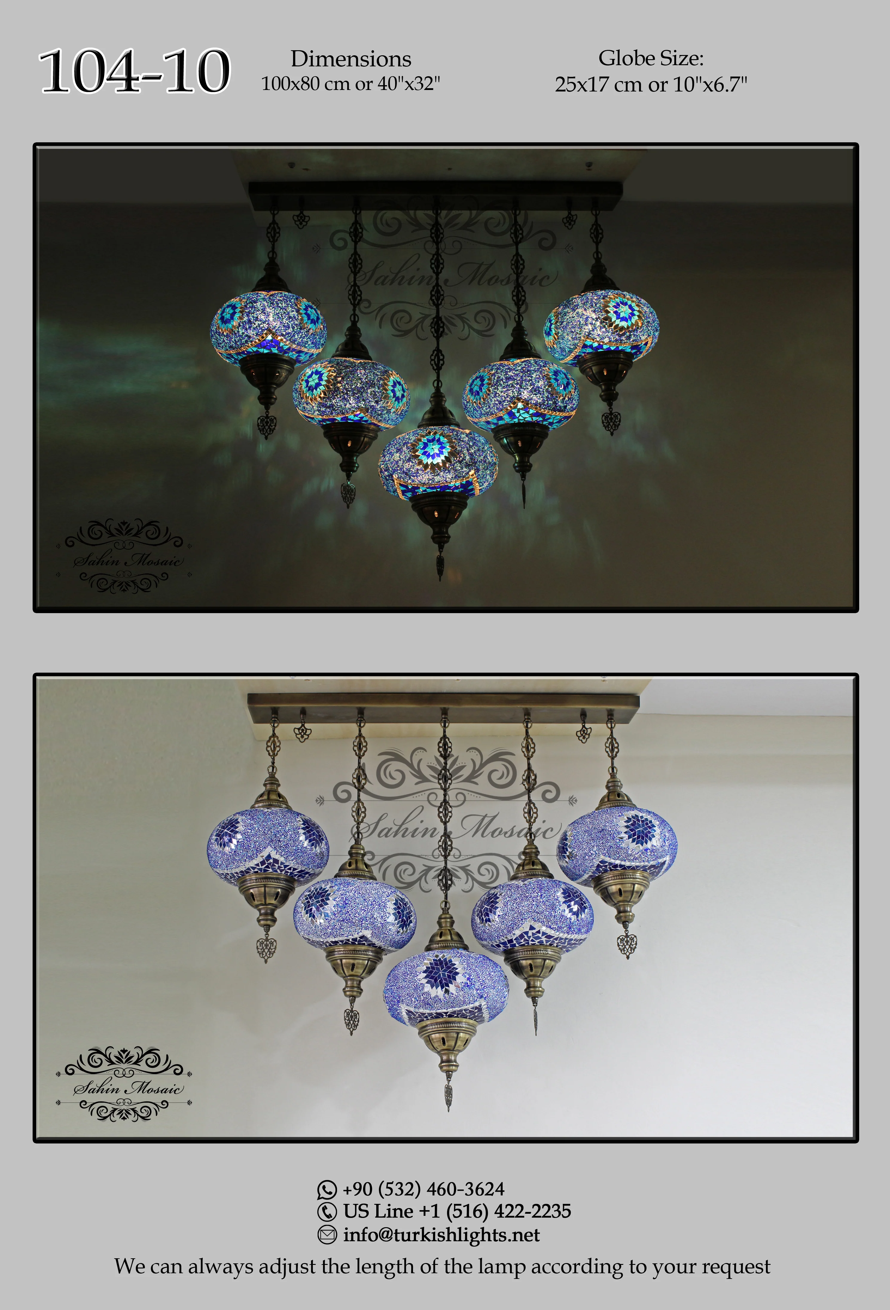 Kitchen Island Pendant With 5 XL Globes 104-10