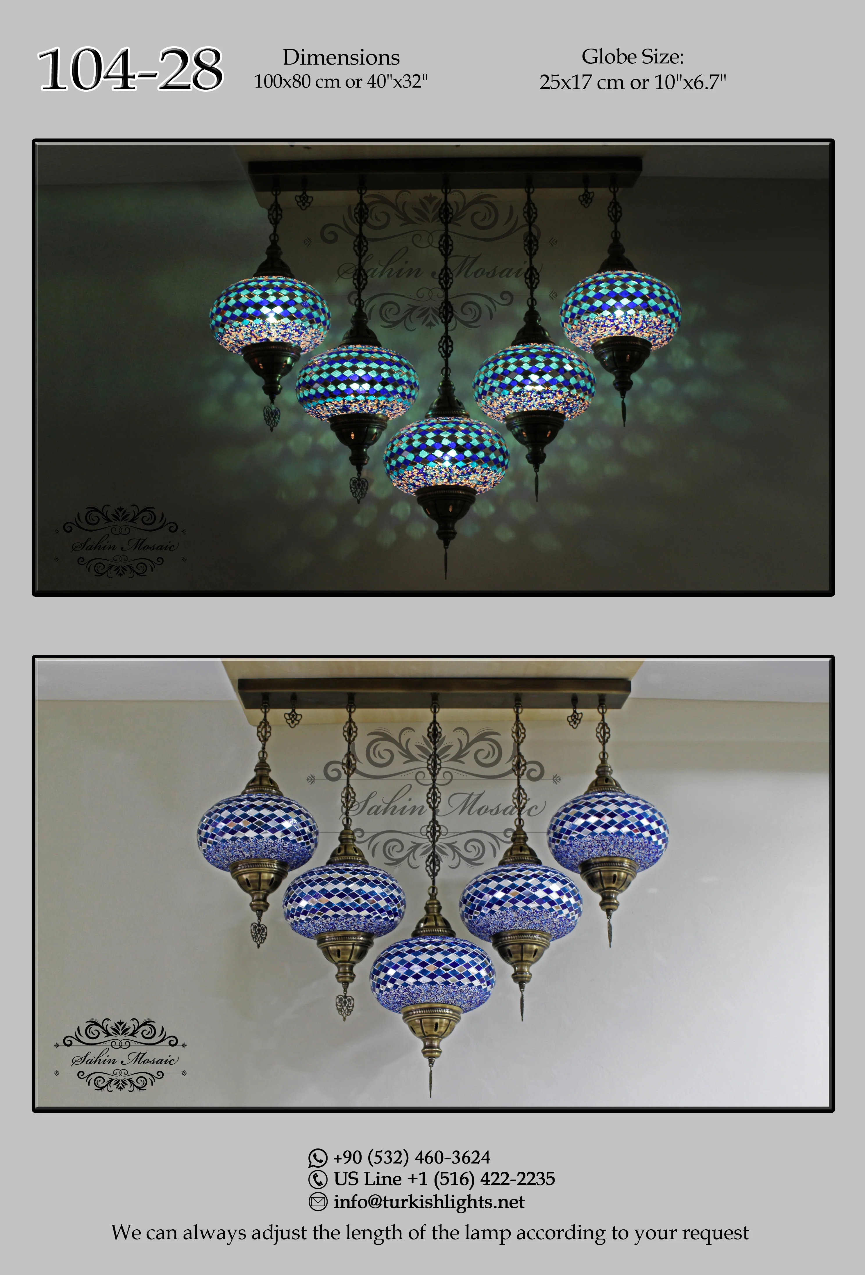 Kitchen Island Pendant With 5 XL Globes, id: 104-28