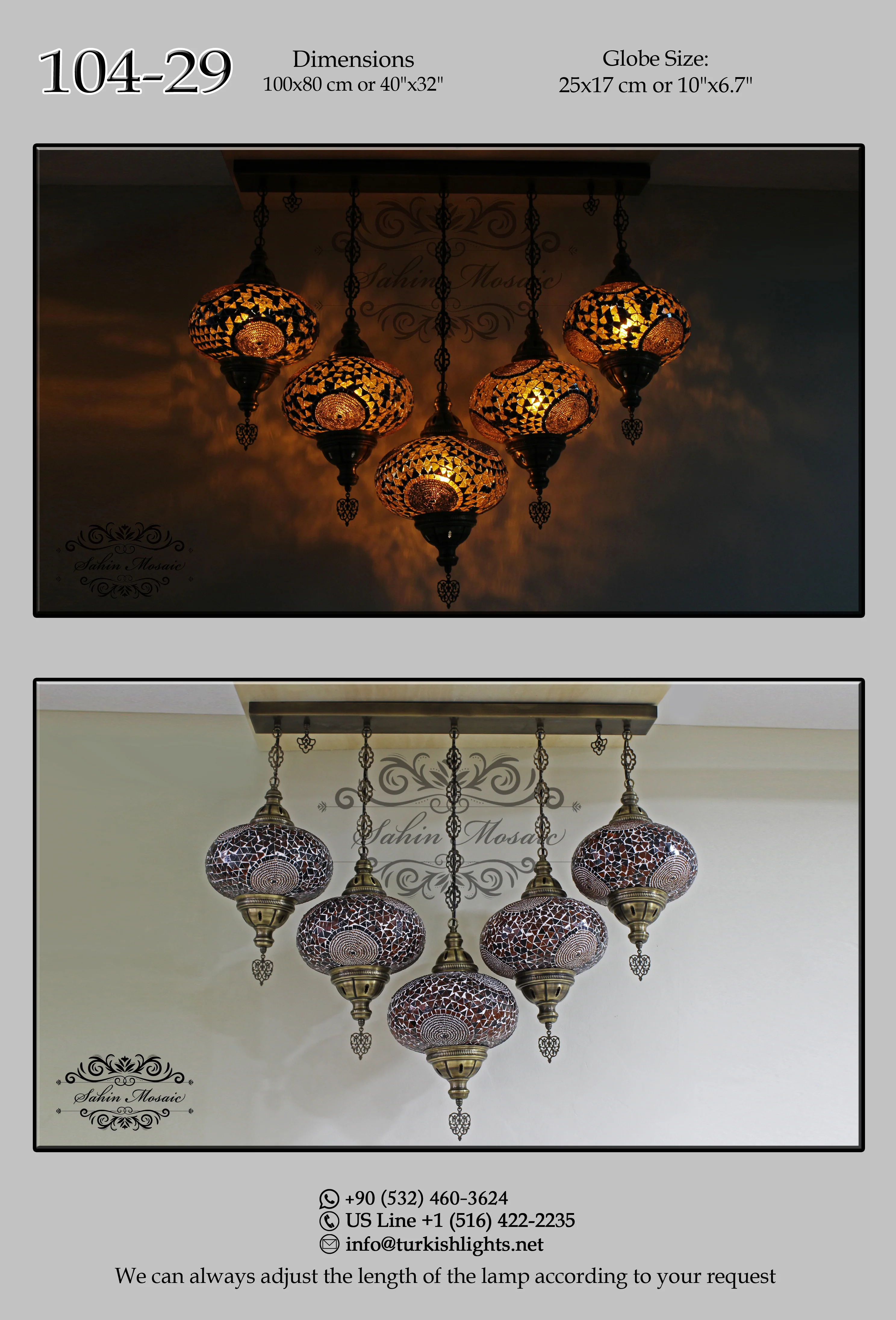 Kitchen Island Pendant With 5 XL Globes, id: 104-29