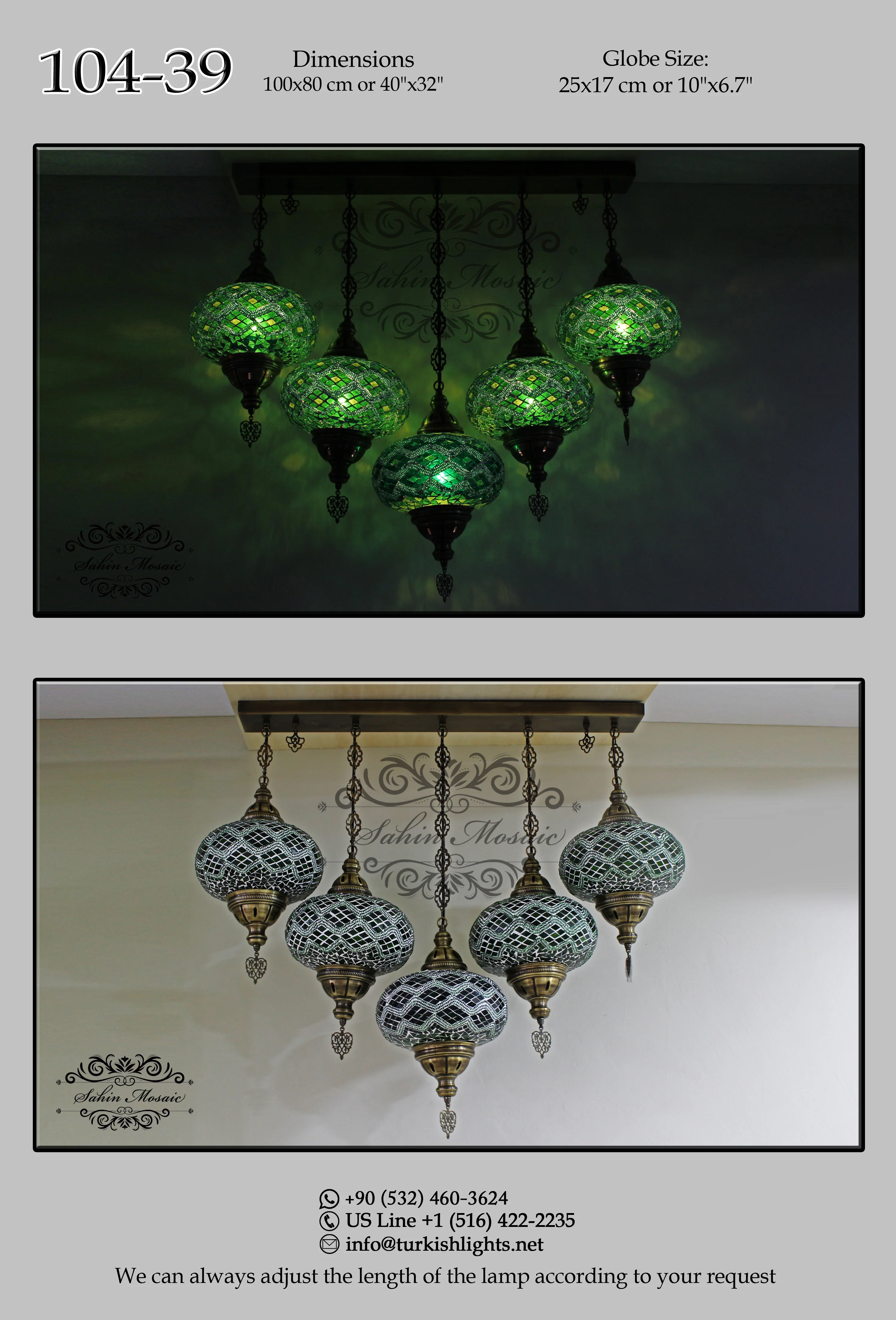 Kitchen Island Pendant With 5 XL Globes, id: 104-39