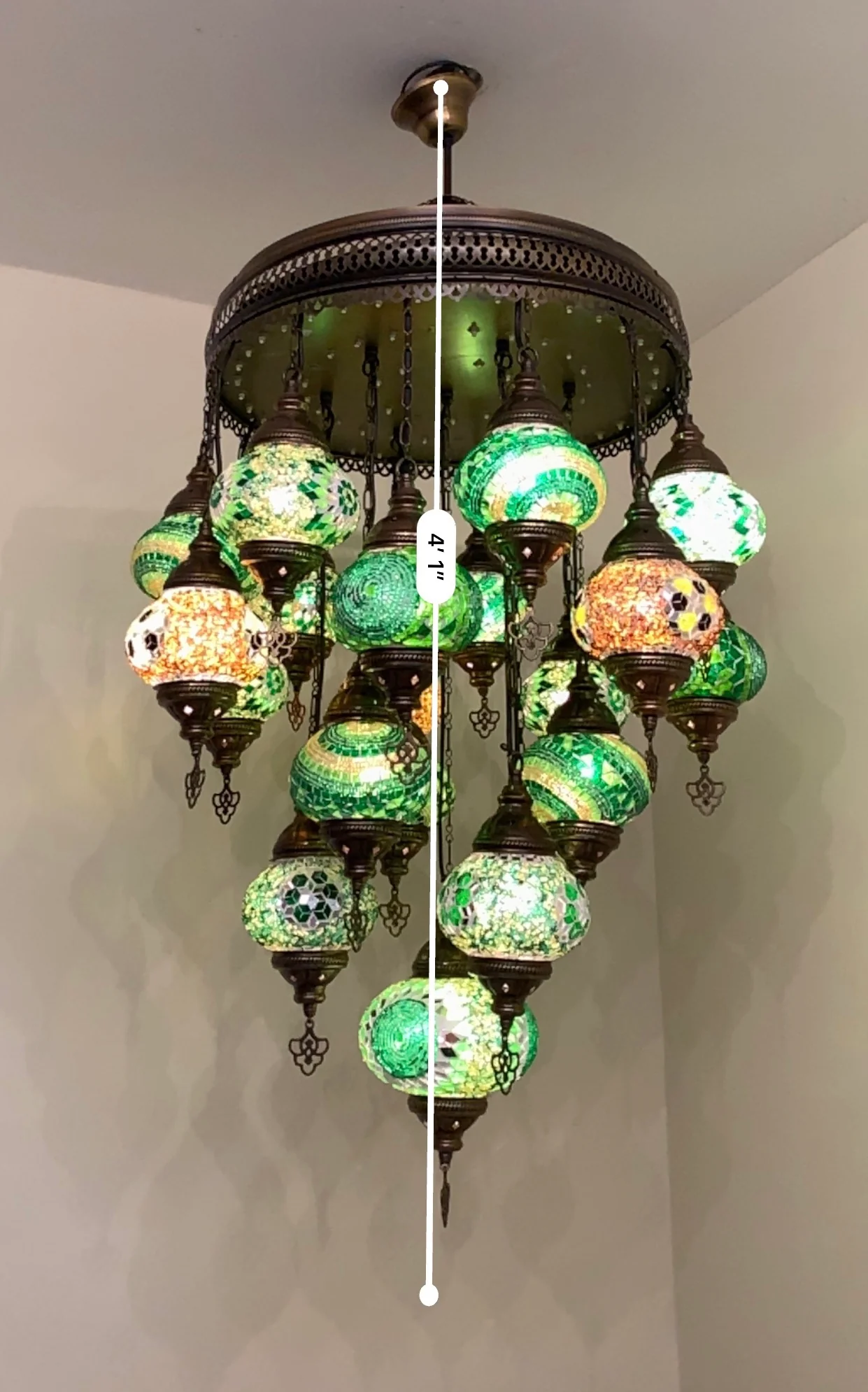 Turkish Mosaic Chandelier 21 Medium Globes with Remote ID: LZ21M - Image 10