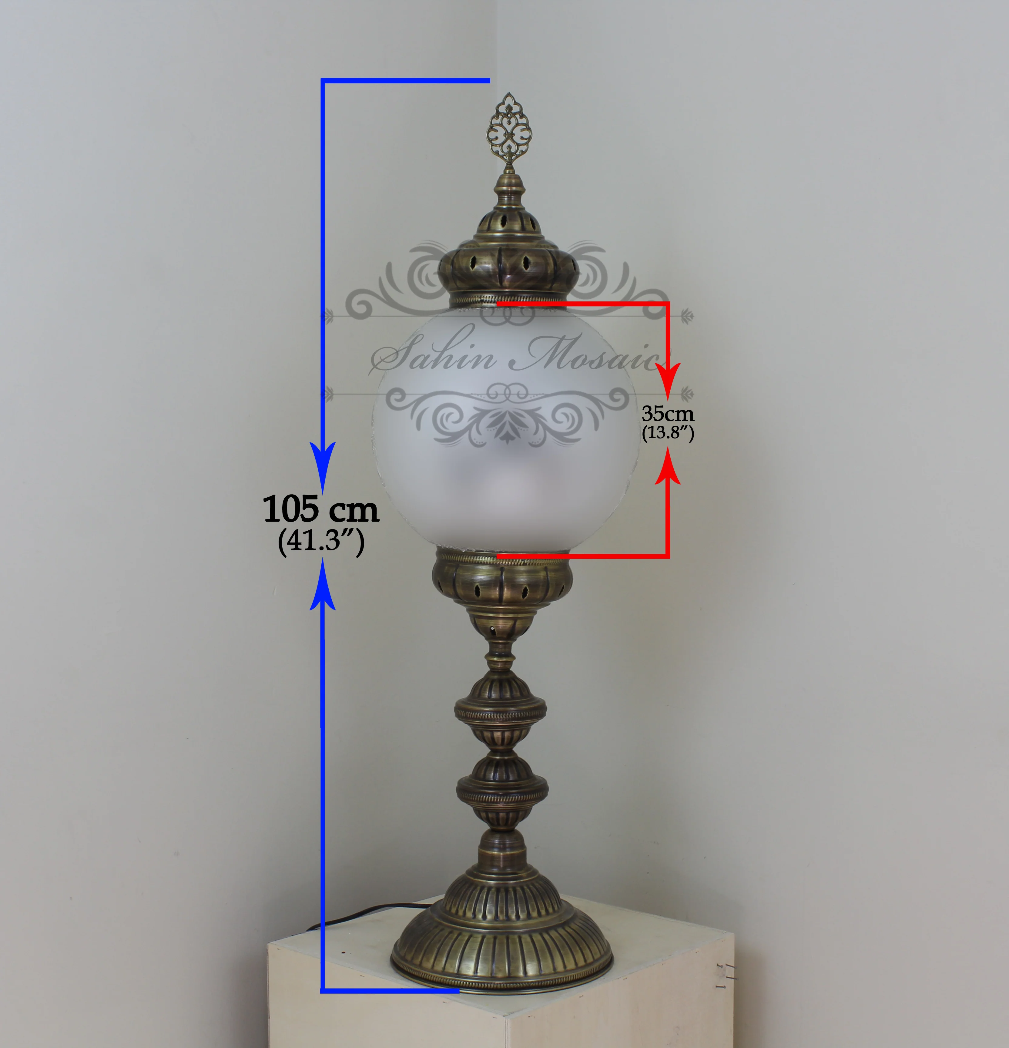 MOSAIC FLOOR / TABLE LAMP WITH 35CM (14") GLOBE - Image 4