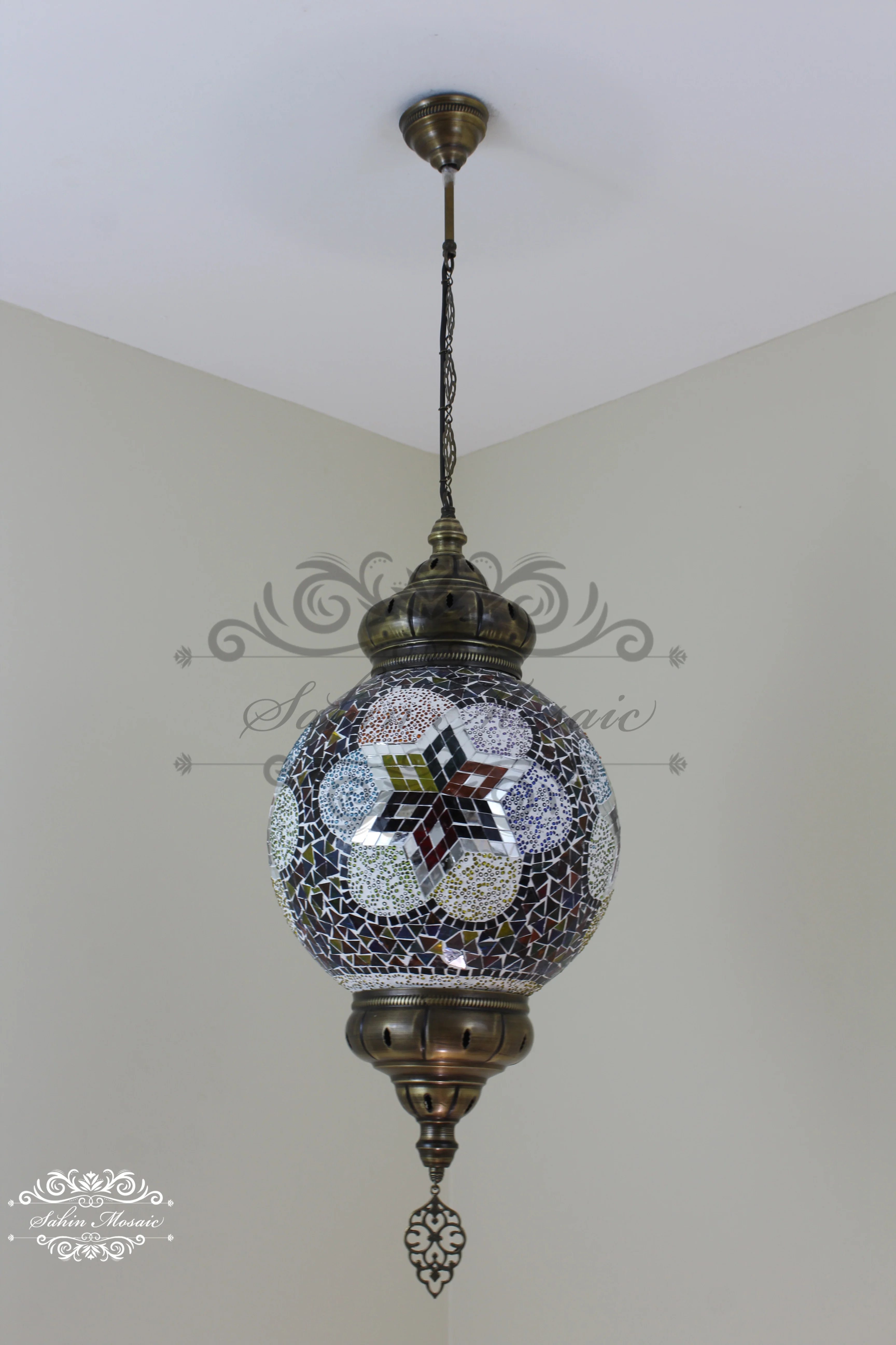 Mosaic Hanging Lamp with 30cm (12") Globe - Image 3