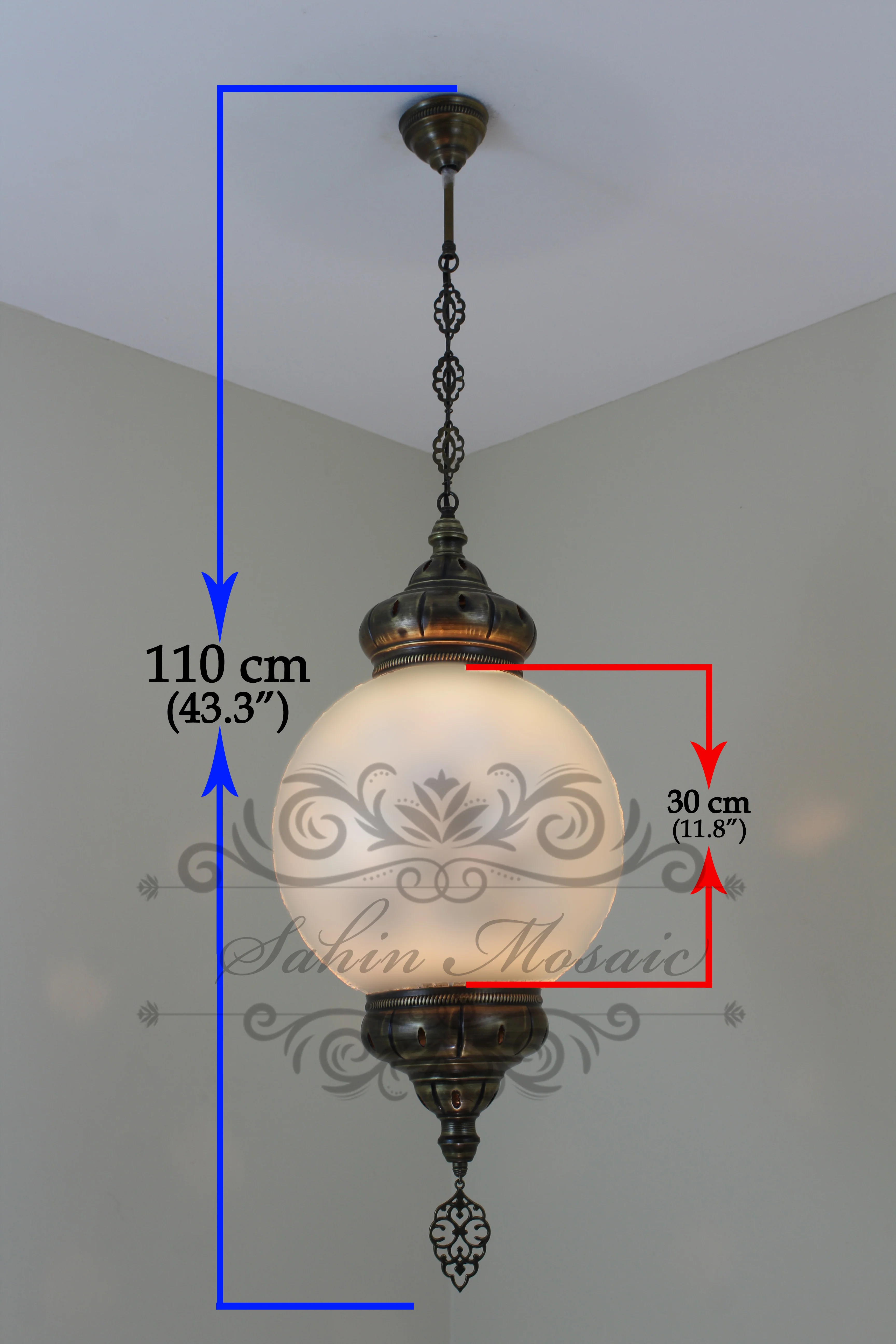 Mosaic Hanging Lamp with 30cm (12") Globe - Image 4
