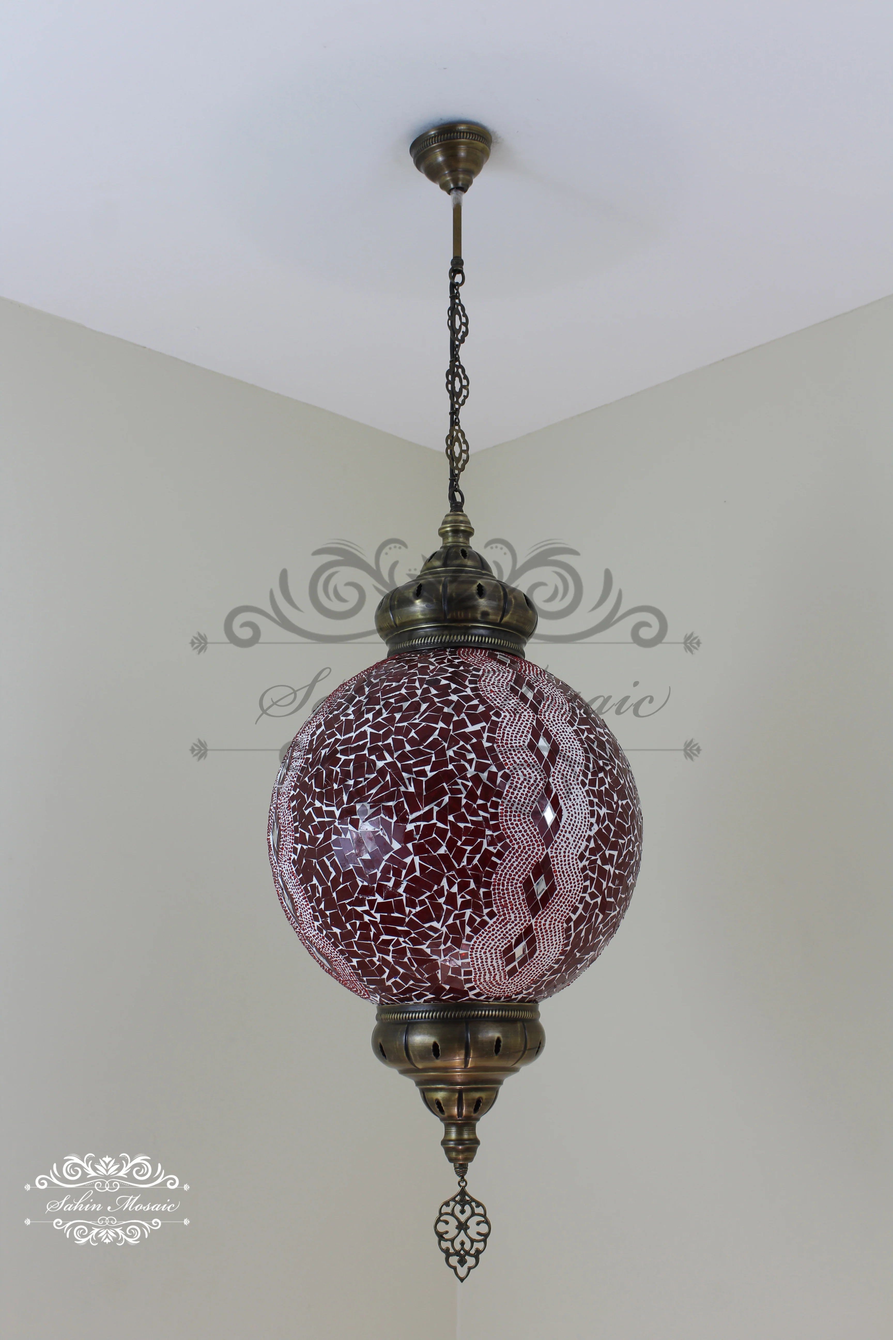 Mosaic Hanging Lamp with 35cm (14") Globe - Image 3