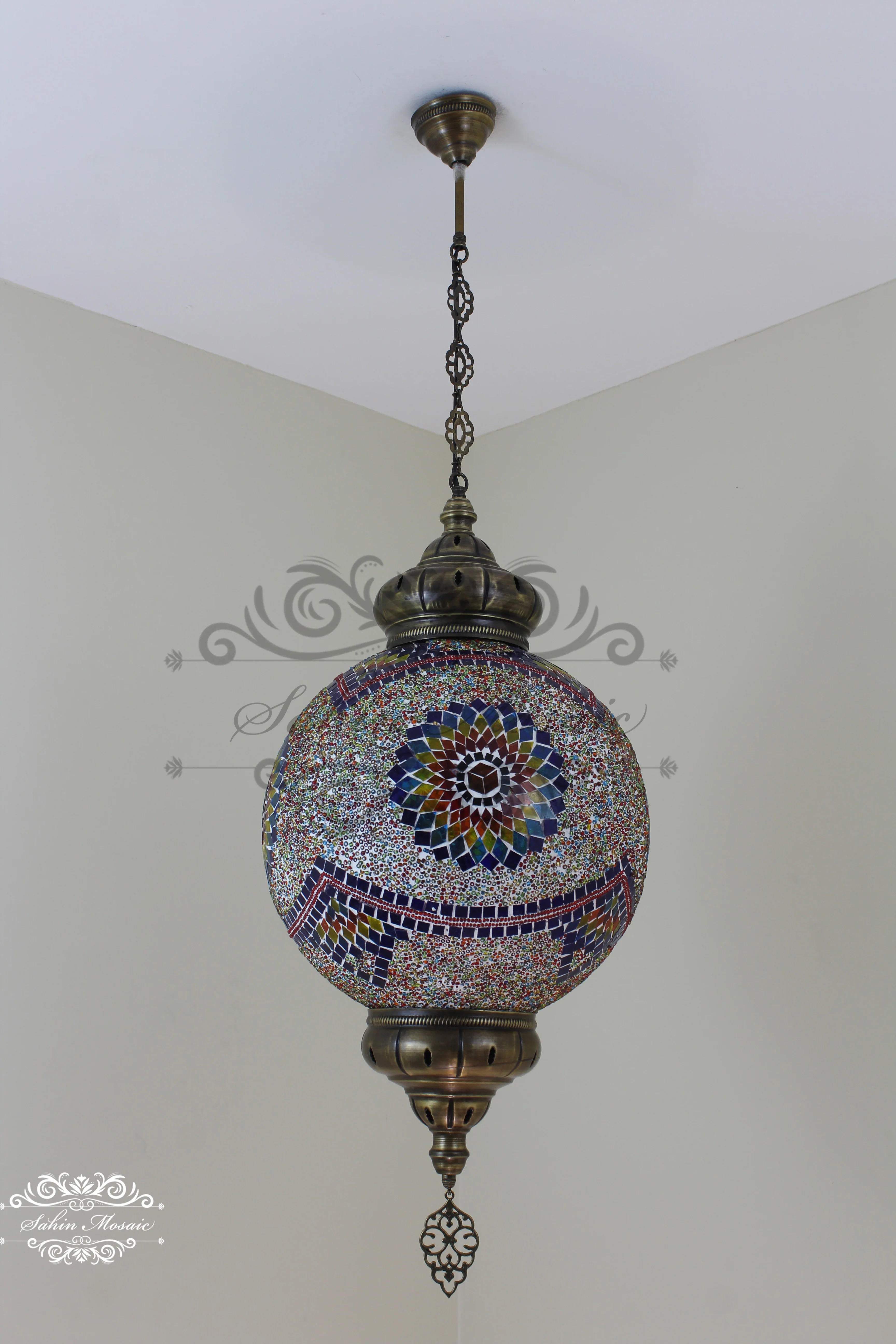 Mosaic Hanging Lamp with 35cm (14") Globe - Image 3