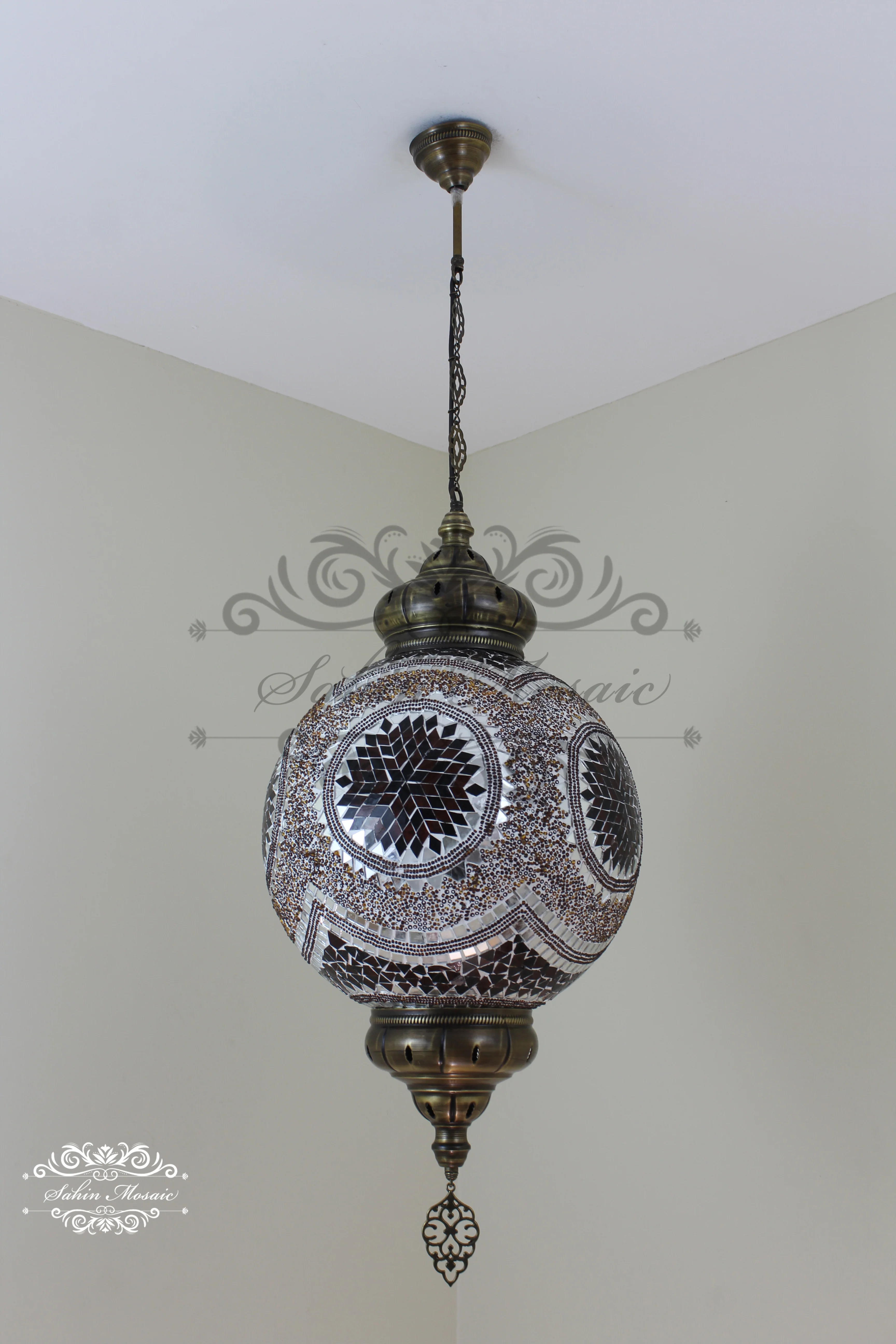 Mosaic Hanging Lamp with 35cm (14") Globe - Image 3