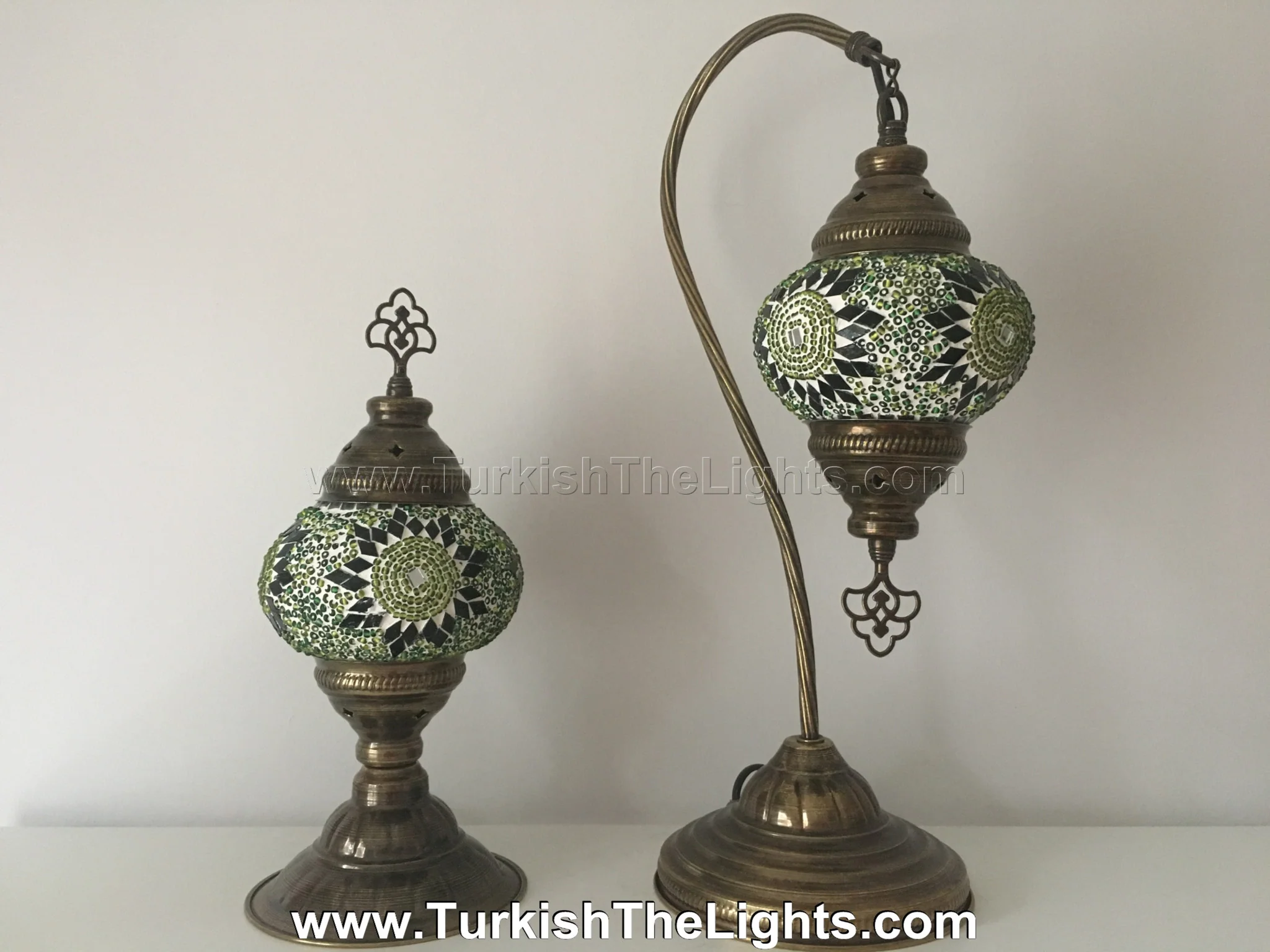 MOSAIC SWAN NECK AND TABLE LAMP SET, MEDIUM GLOBE - Image 2