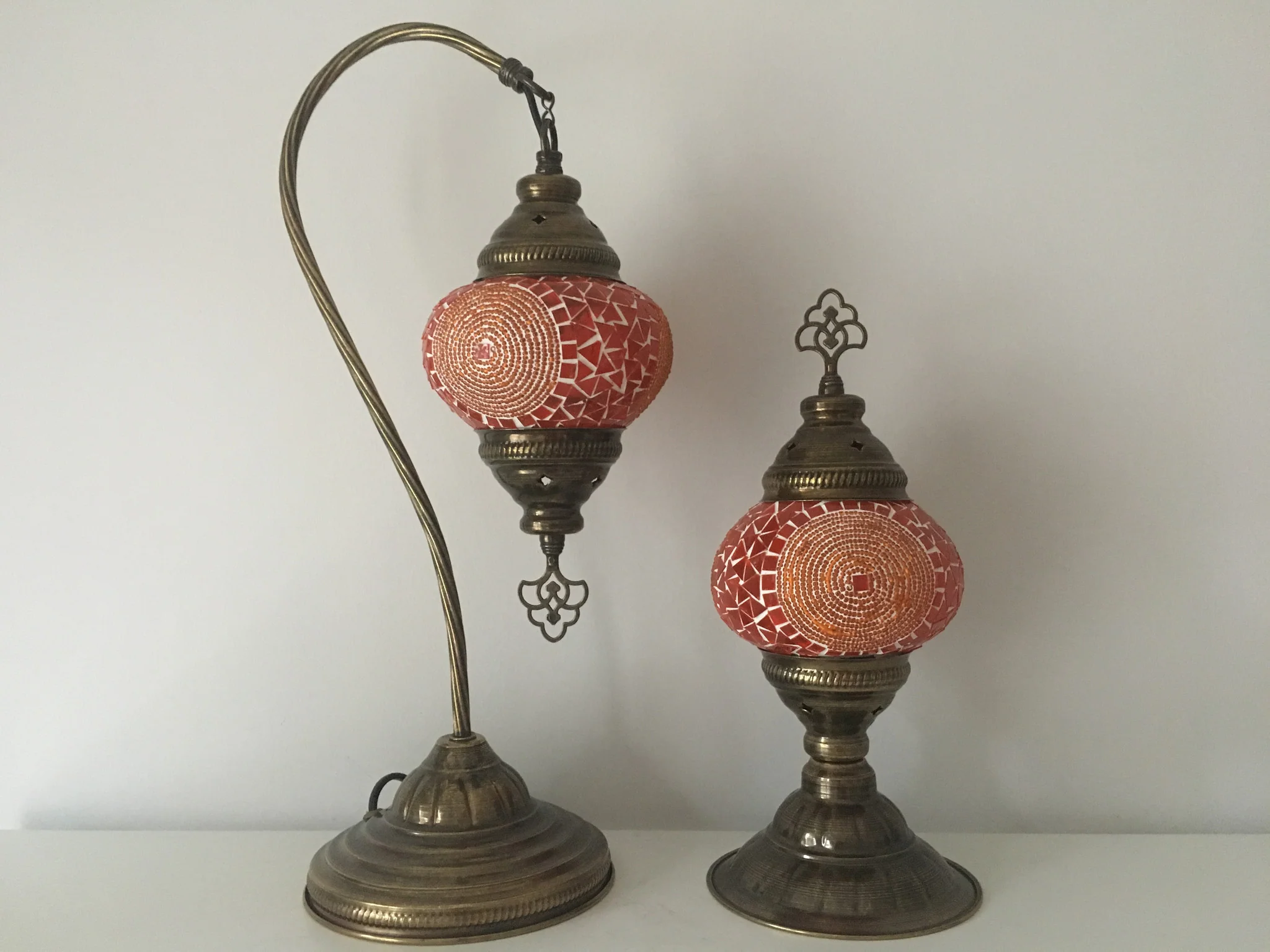 MOSAIC SWAN NECK AND TABLE LAMP SET, MEDIUM GLOBE - Image 2