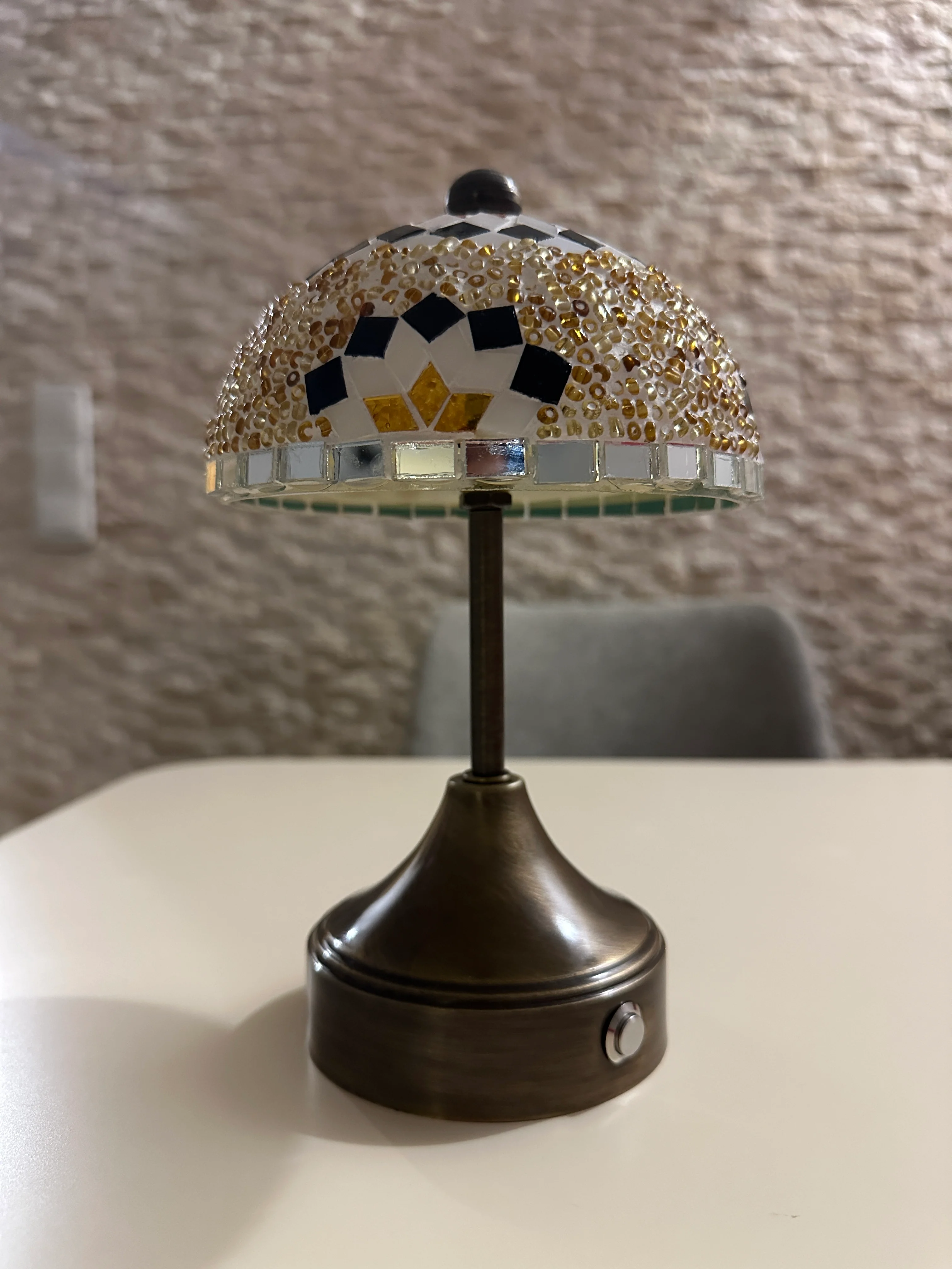 Handmade Turkish Mosaic Mushroom Table Lamp – Rechargeable, Cordless - Image 9