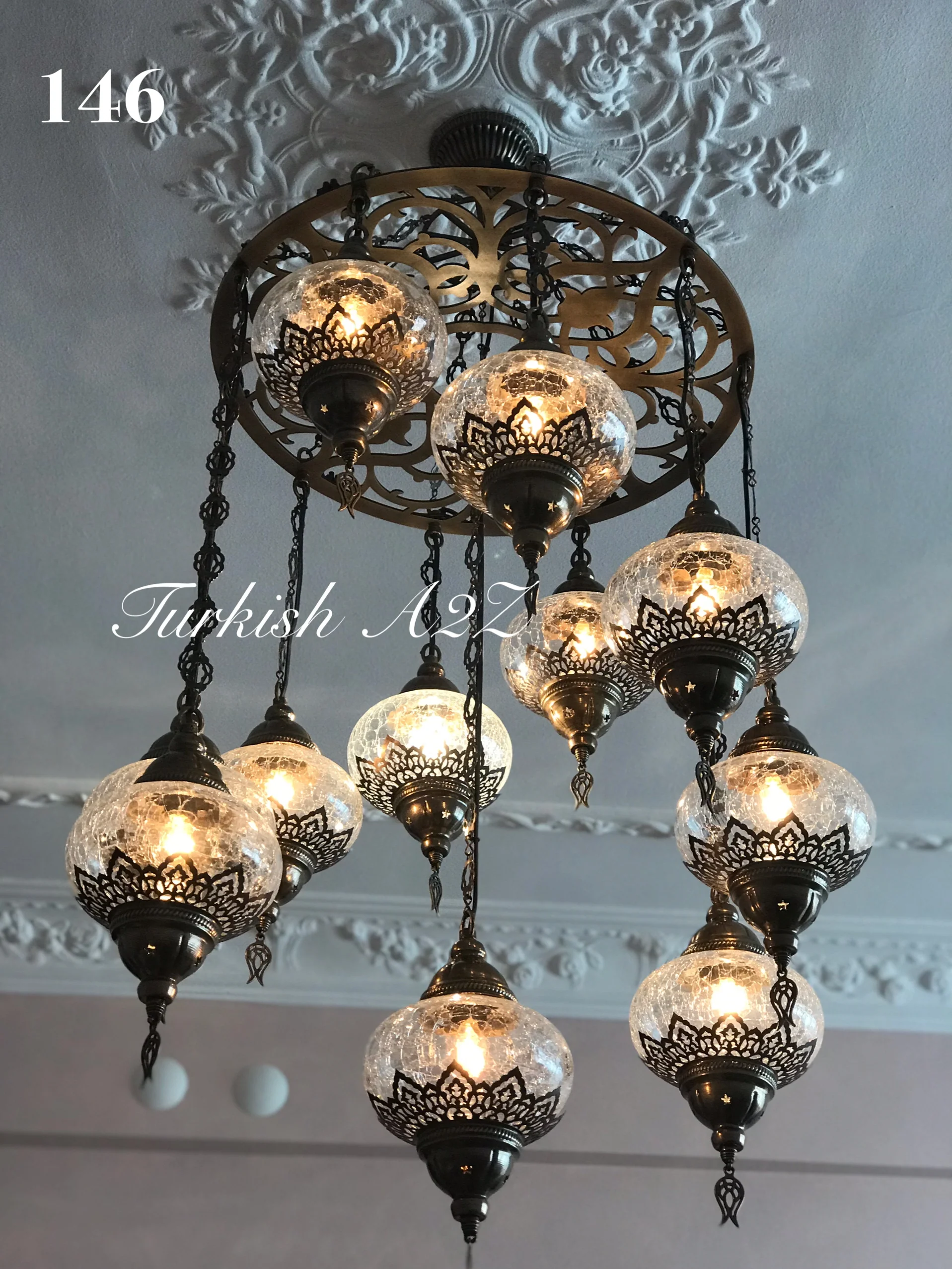 Ottoman Chandelier With 11 Crack Globes , ID:146 LZ11C