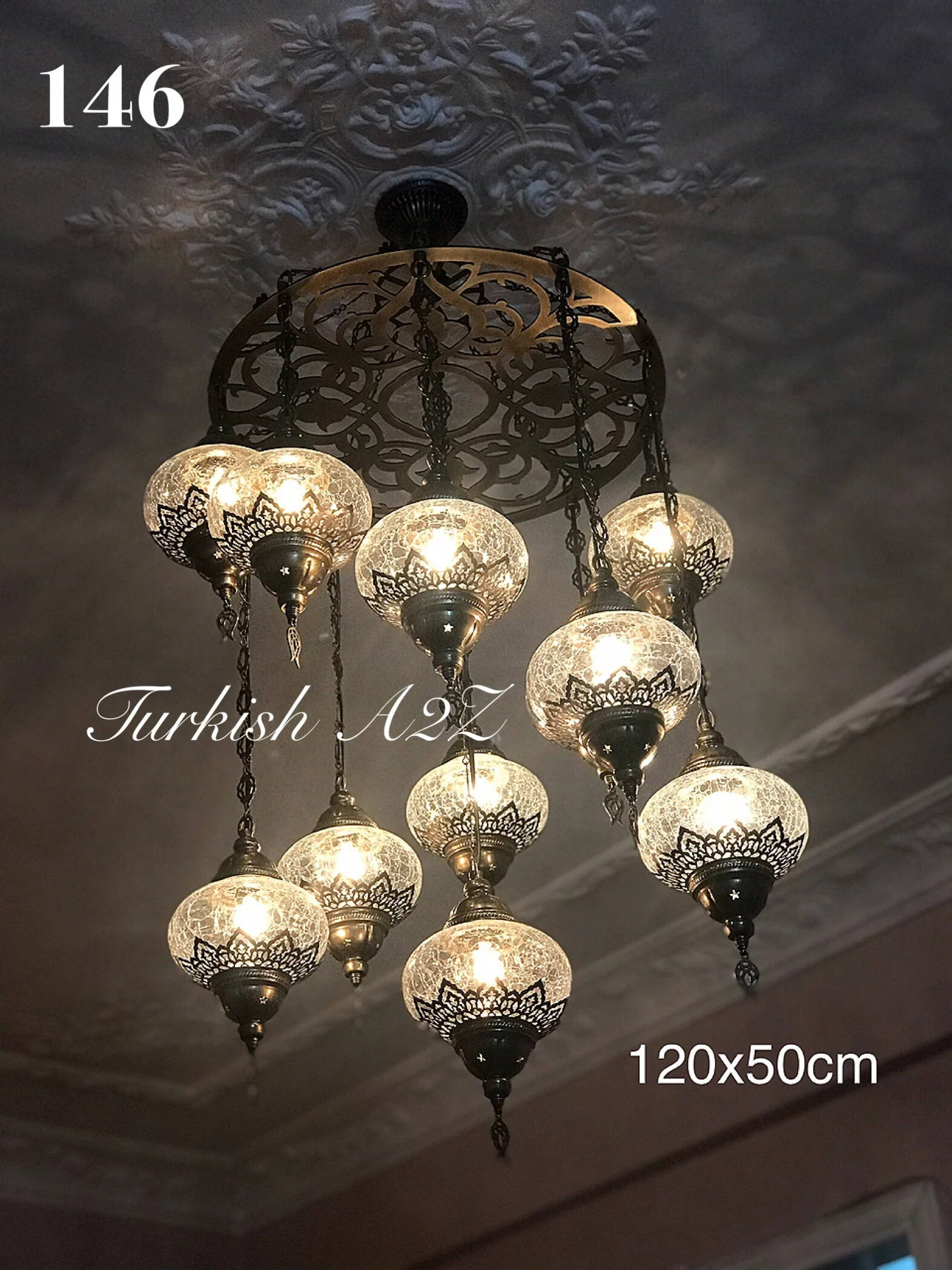 Ottoman Chandelier With 11 Crack Globes , ID:146 LZ11C - Image 2