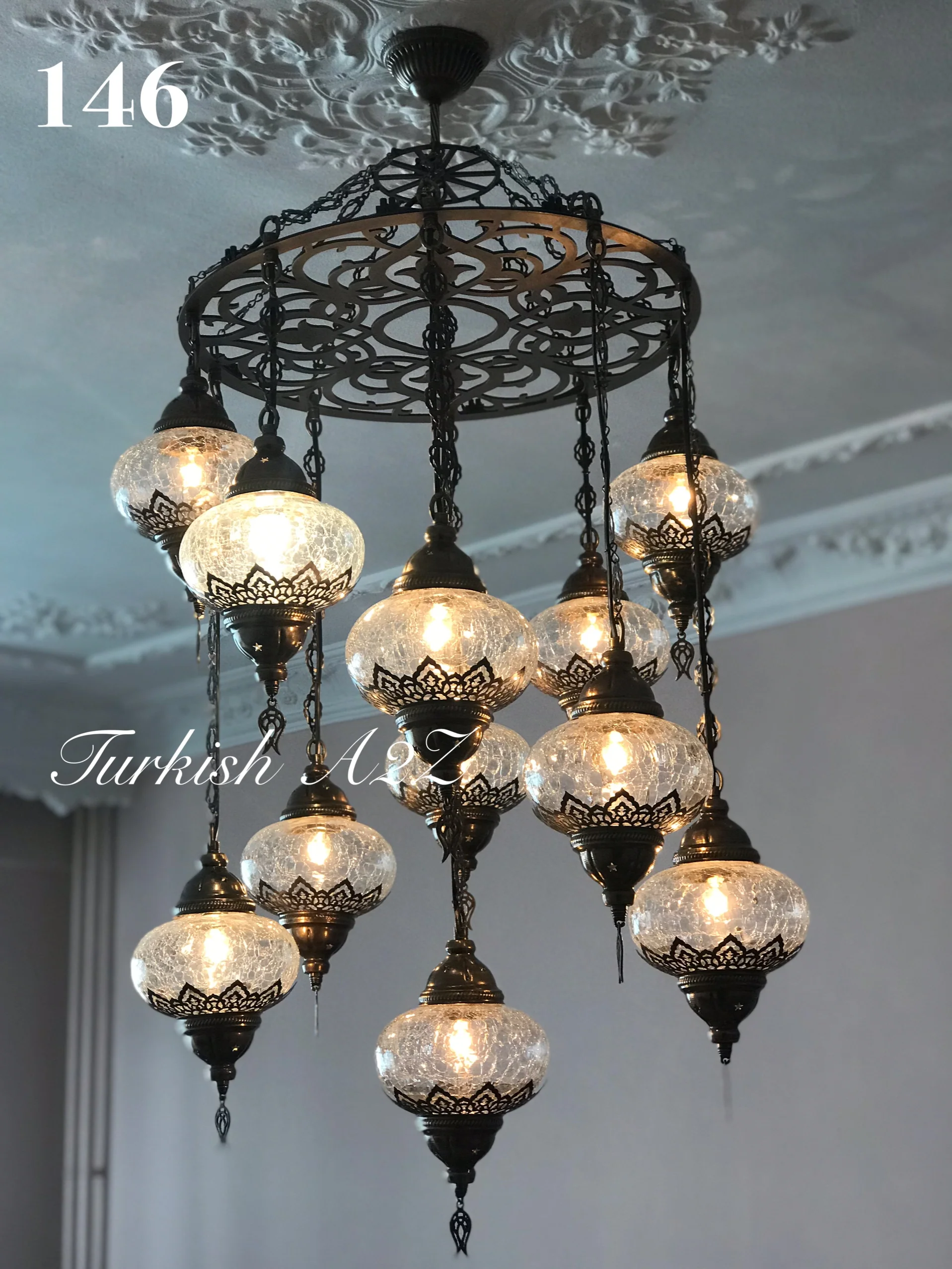 Ottoman Chandelier With 11 Crack Globes , ID:146 LZ11C - Image 3