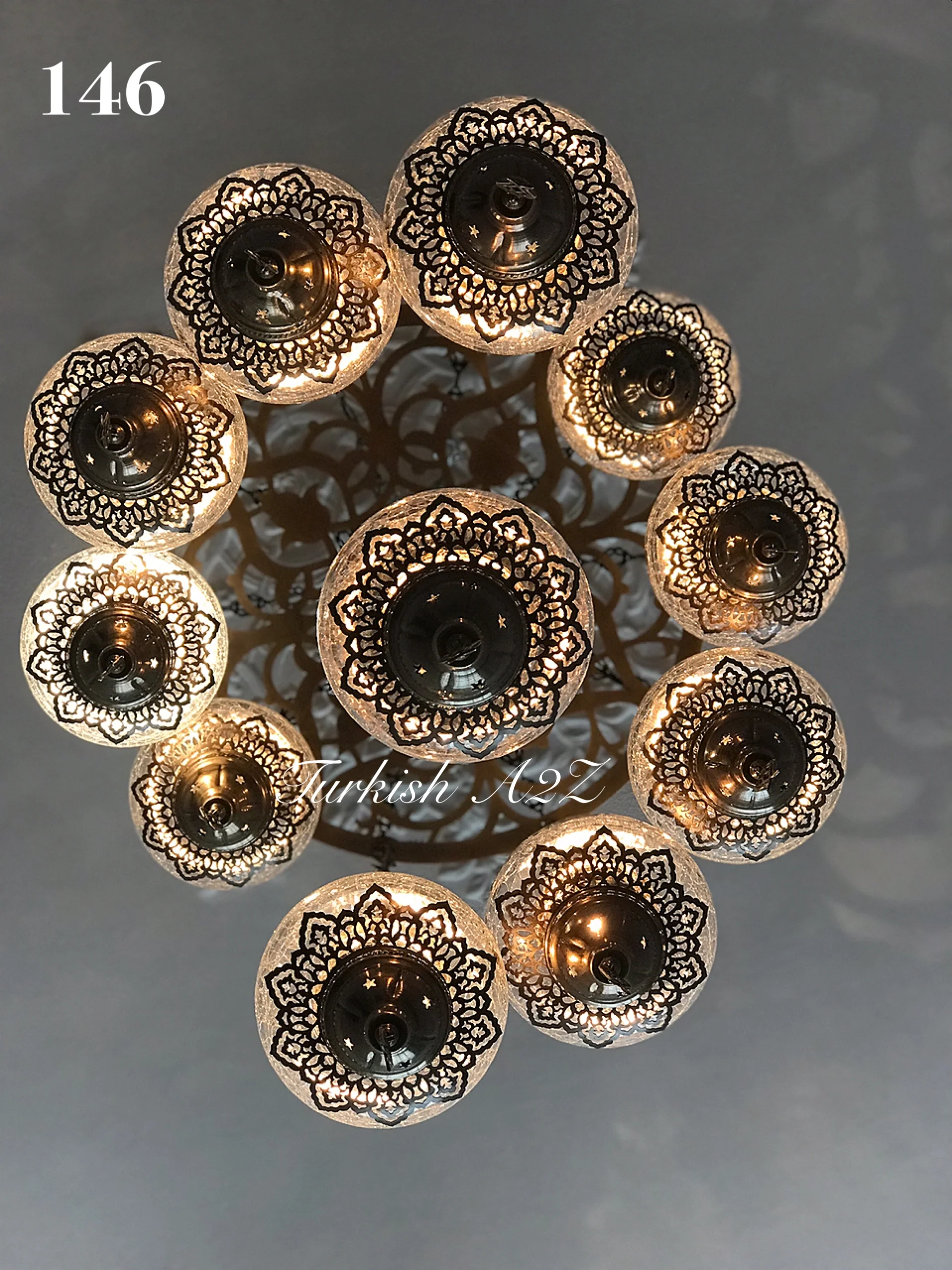 Ottoman Chandelier With 11 Crack Globes , ID:146 LZ11C - Image 4