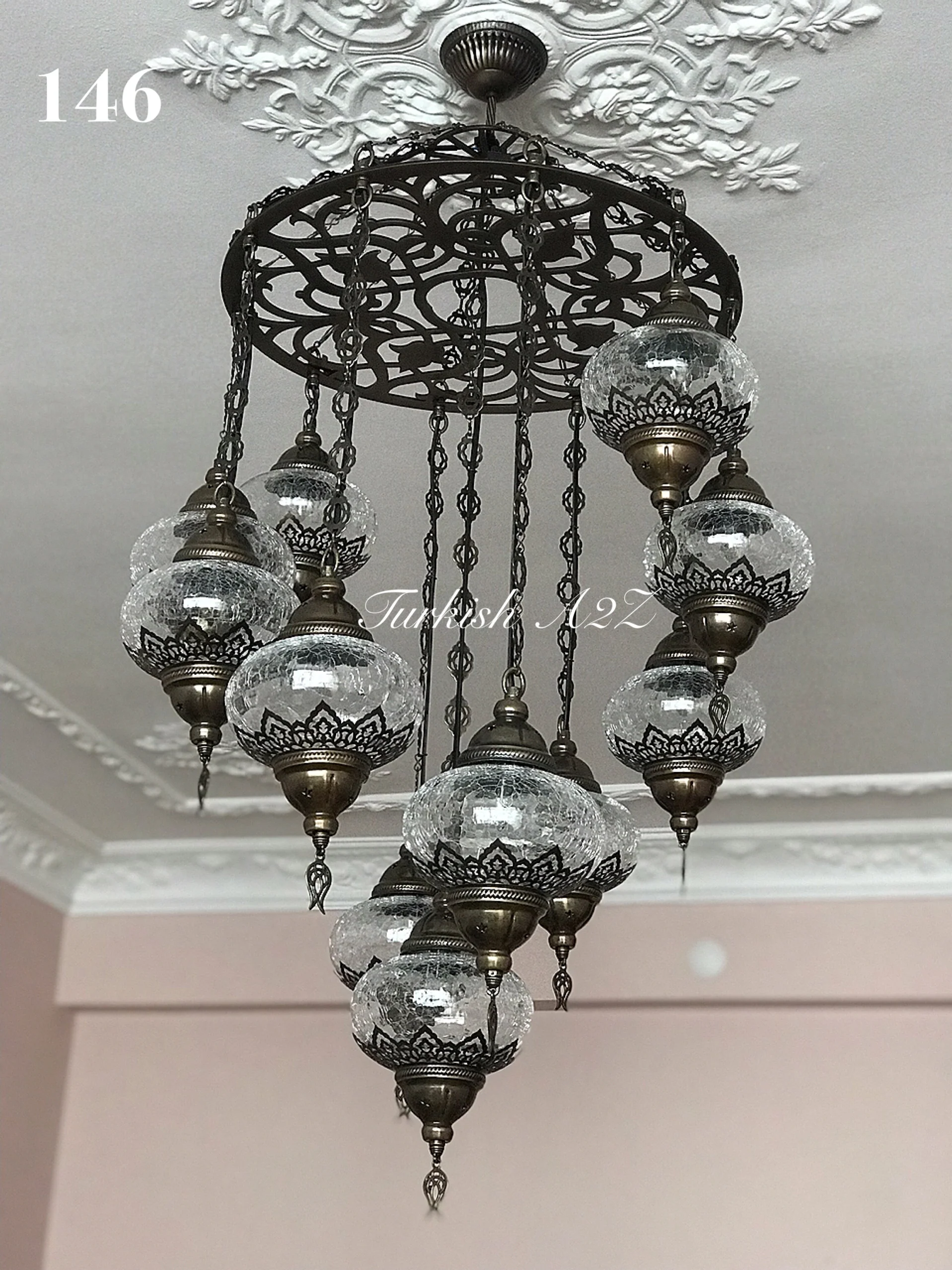 Ottoman Chandelier With 11 Crack Globes , ID:146 LZ11C - Image 5