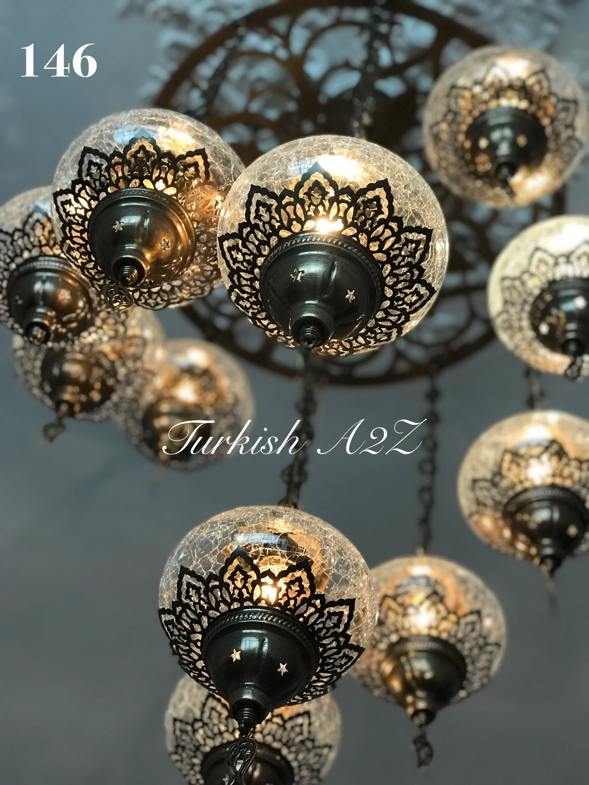 Ottoman Chandelier With 11 Crack Globes , ID:146 LZ11C - Image 6
