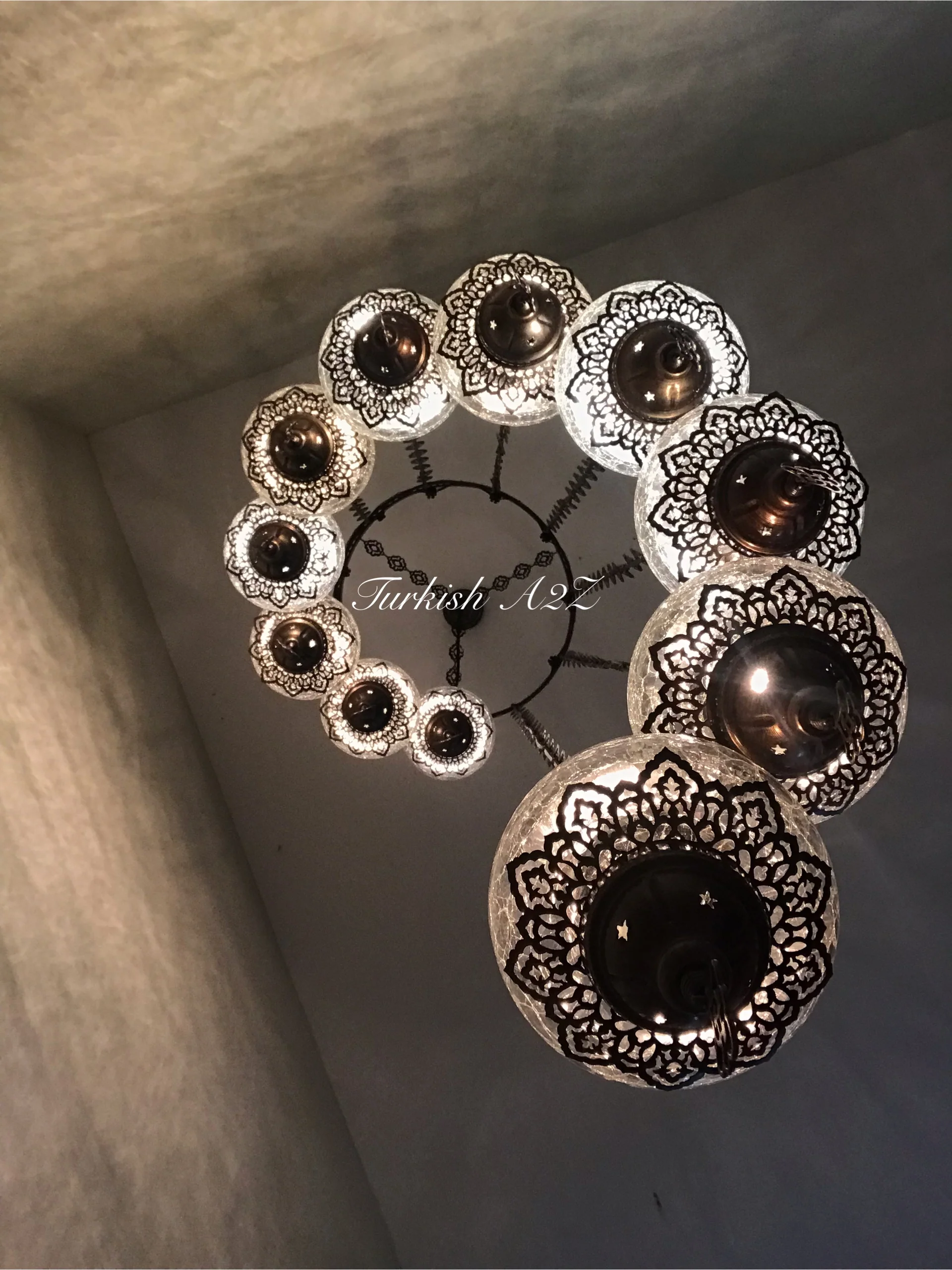 Ottoman Chandelier with 11 Cracked Globes (water drop model) , ID:147 - Image 2
