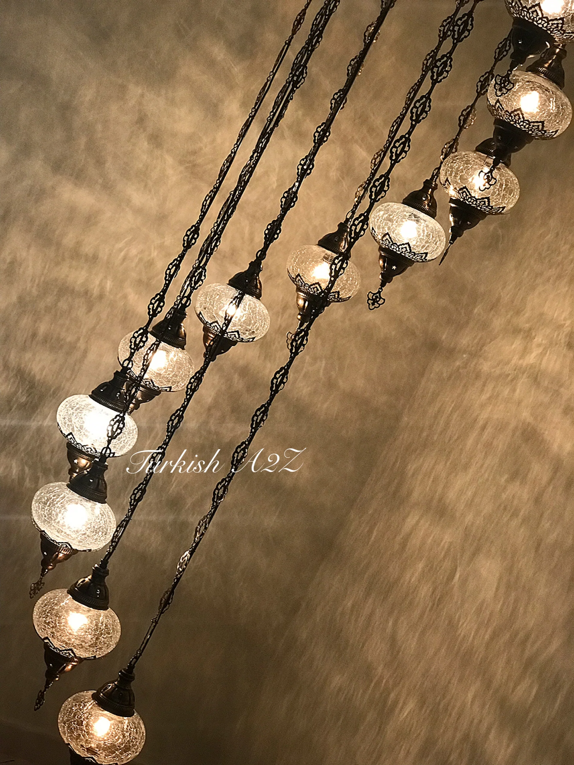 Ottoman Chandelier with 11 Cracked Globes (water drop model) , ID:147 - Image 4