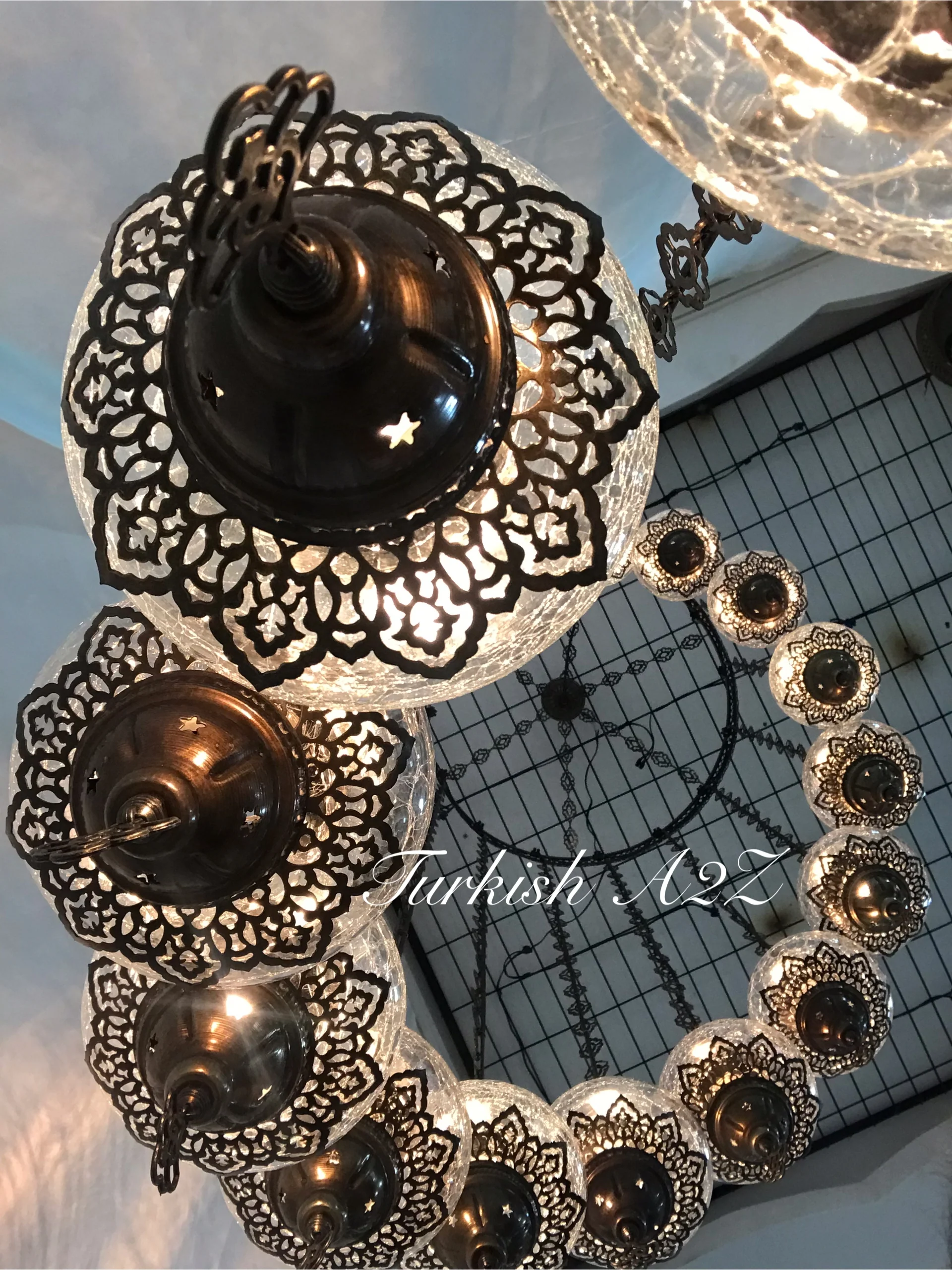 Ottoman Chandelier with 15 Cracked Globes (water drop model) , ID:147 - Image 2