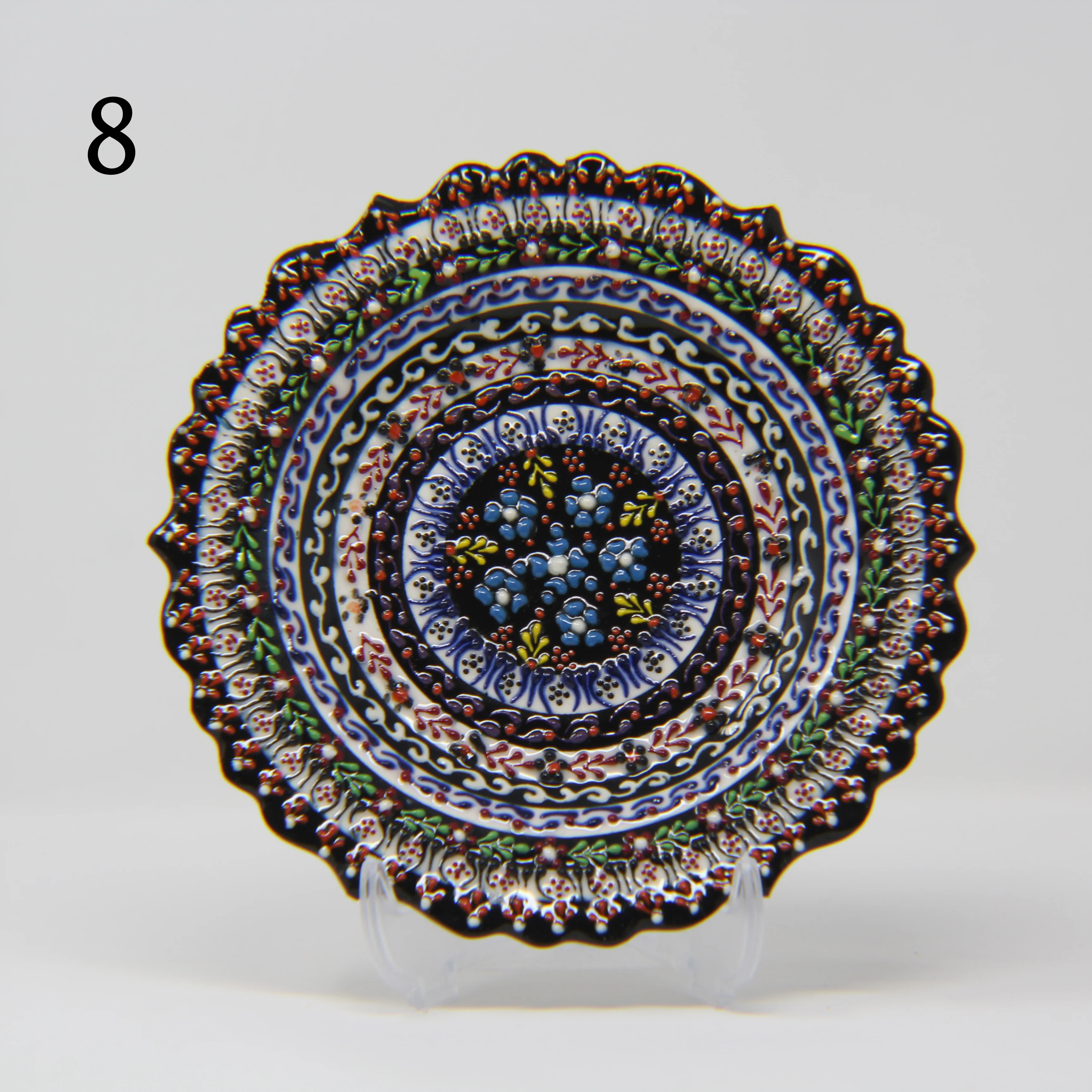 SET OF 3 HAND MADE TURKISH CERAMIC PLATE, 18 cm ( 8''inch ) ID:130 - Image 2