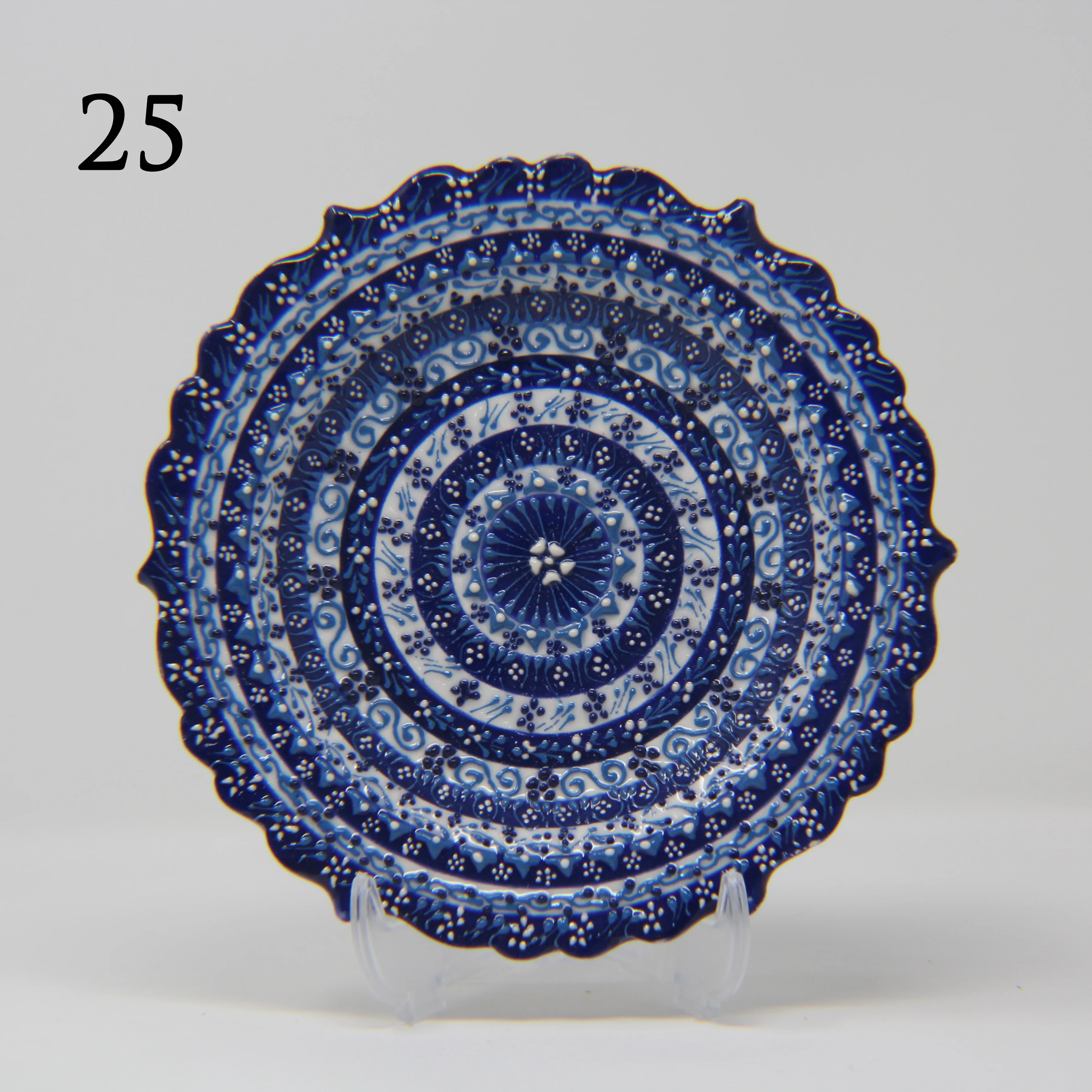 SET OF 3 HAND MADE TURKISH CERAMIC PLATE, 18 cm ( 8''inch ) ID:130