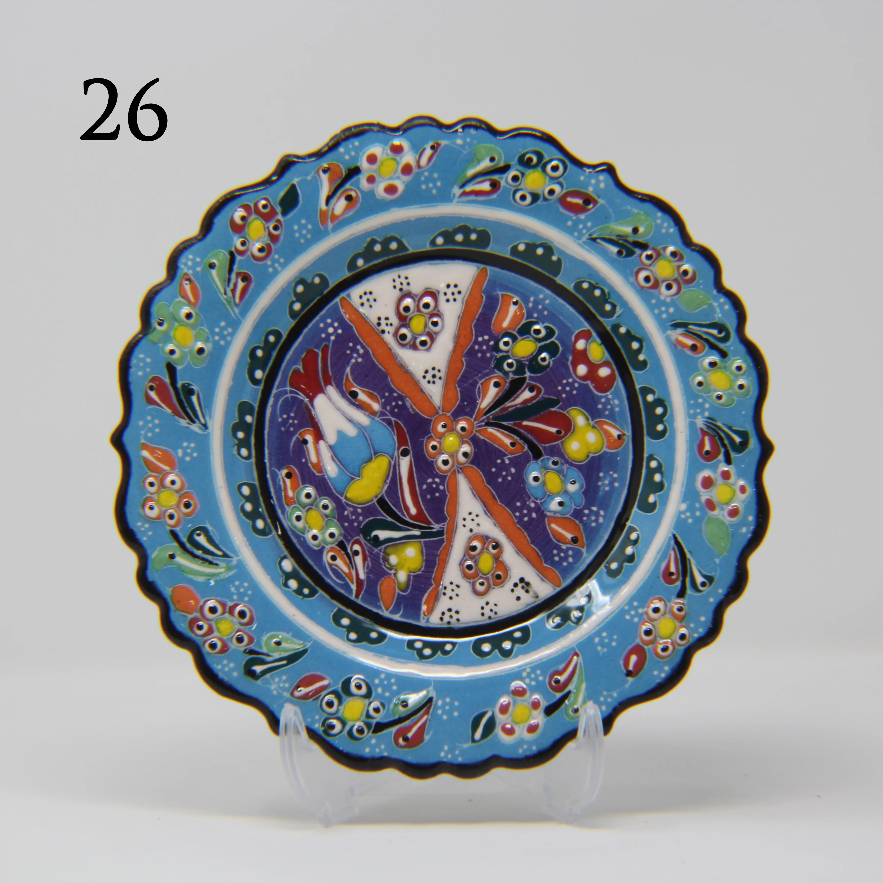 SET OF 3 HAND MADE TURKISH CERAMIC PLATE, 18 cm ( 8''inch ) ID:130 - Image 2