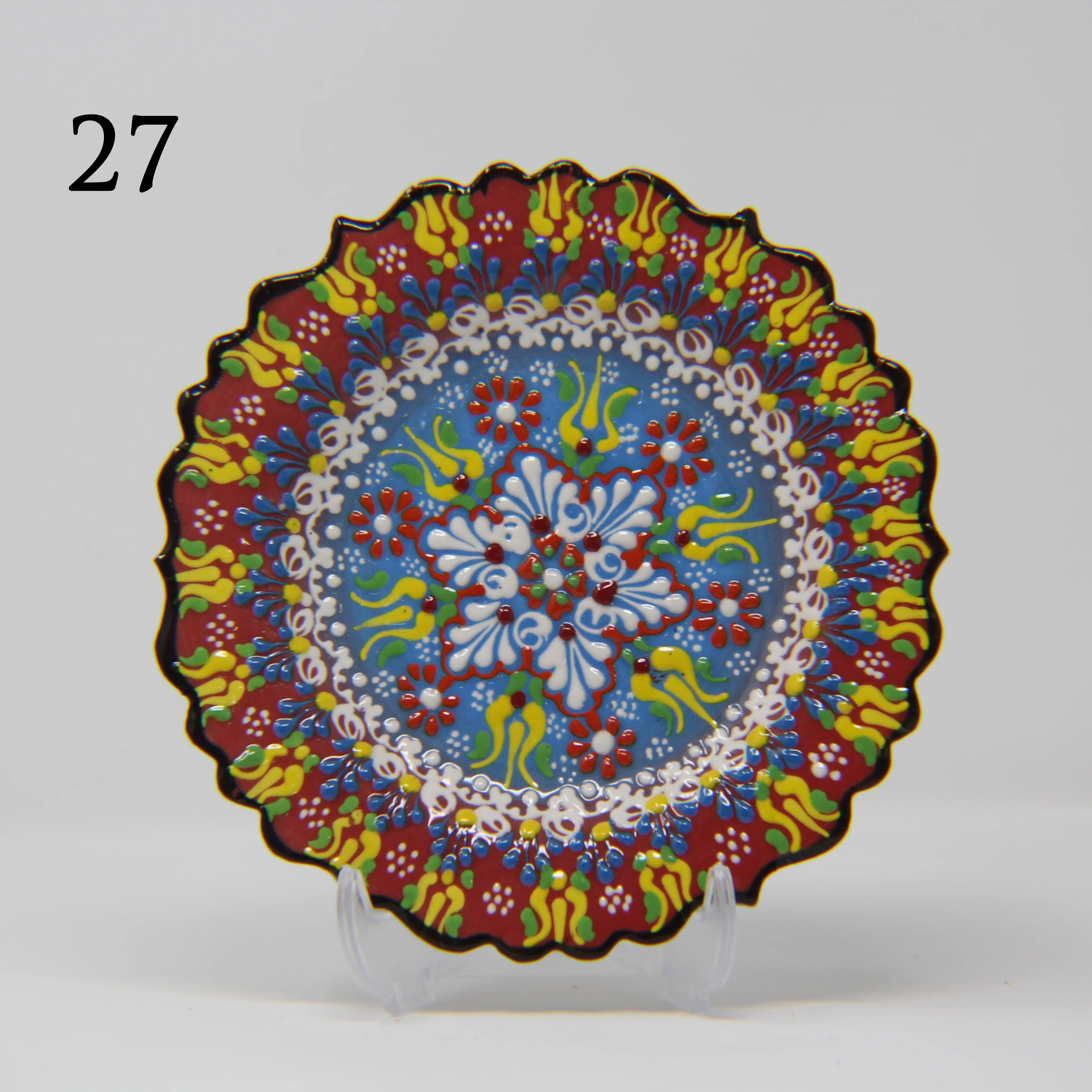 SET OF 3 HAND MADE TURKISH CERAMIC PLATE, 18 cm ( 8''inch ) ID:130 - Image 3