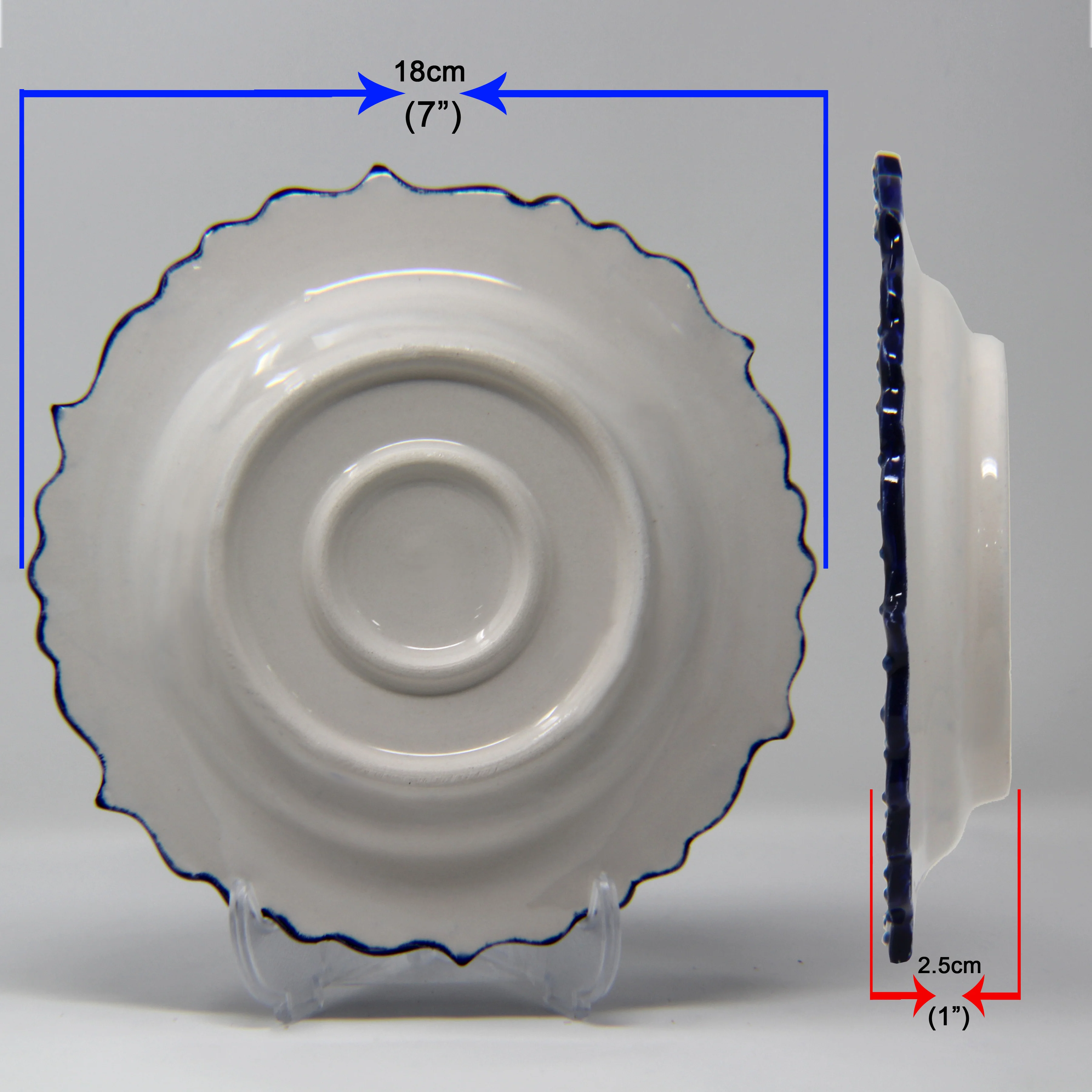 SET OF 3 HAND MADE TURKISH CERAMIC PLATE, 18 cm ( 8''inch ) ID:130 - Image 4