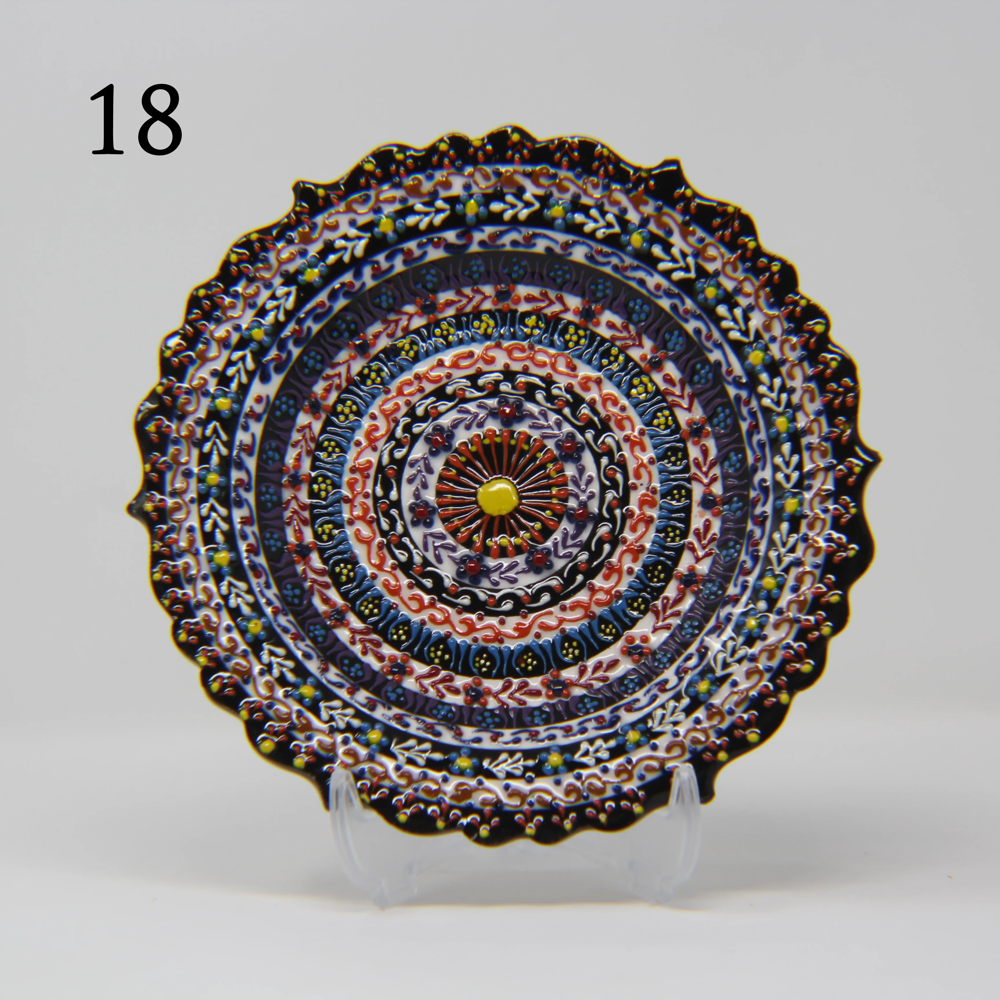 SET OF 3 HAND MADE TURKISH CERAMIC PLATE, 18 cm ( 8''inch ) ID:130 - Image 3