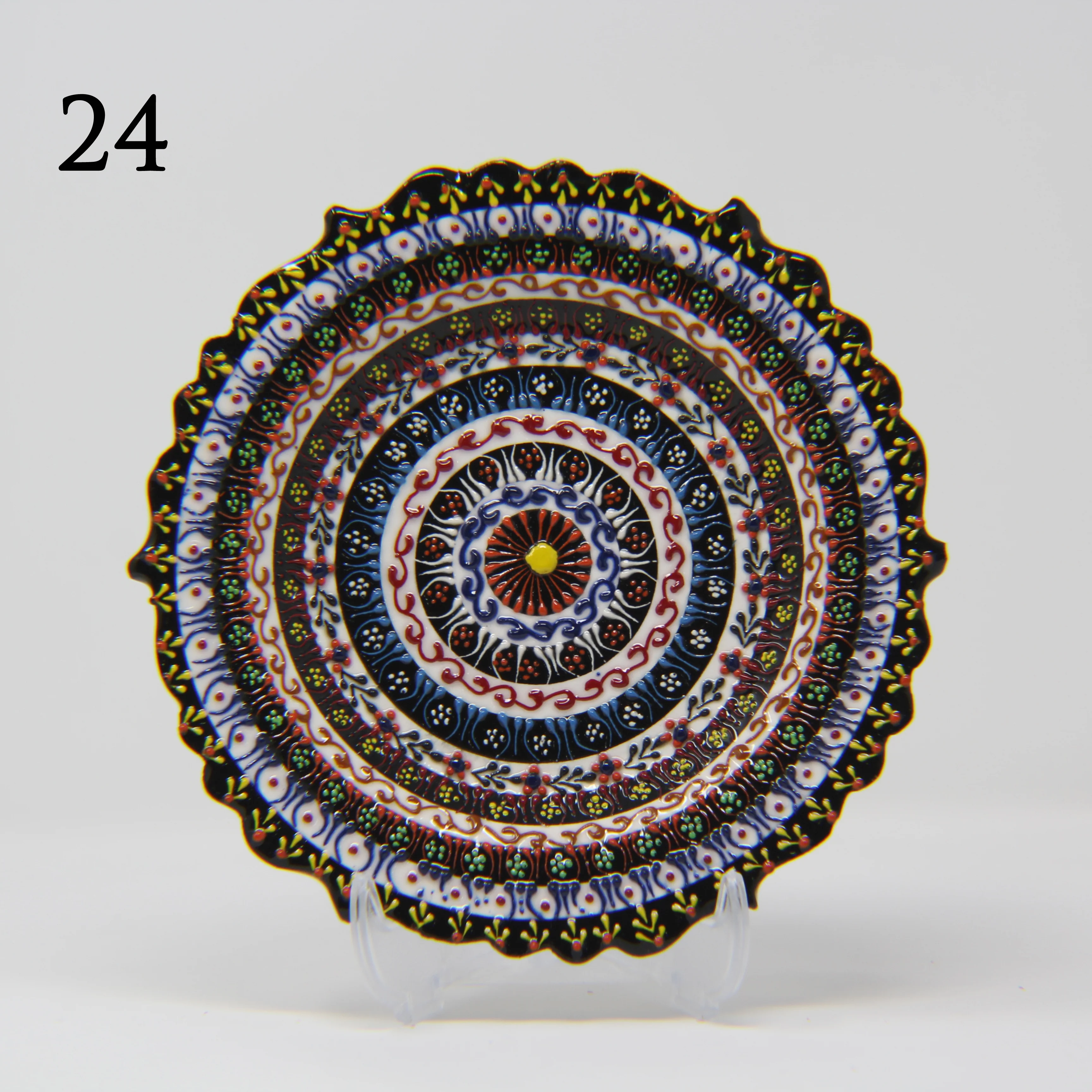 SET OF 3 HAND MADE TURKISH CERAMIC PLATE, 18 cm ( 8''inch ) ID:130 - Image 3