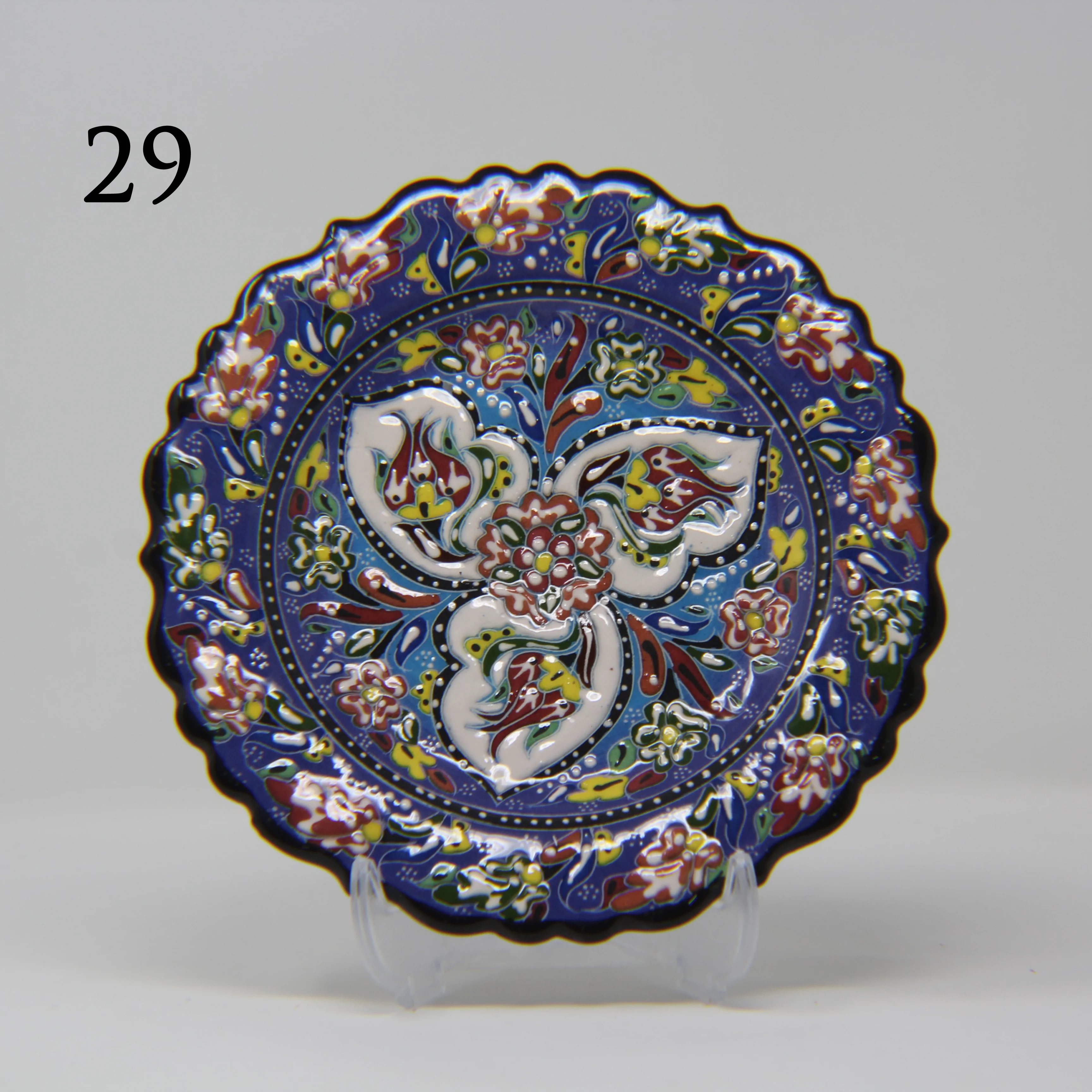 SET OF 3 HAND MADE TURKISH CERAMIC PLATE, 18 cm ( 8''inch ) ID:130 - Image 2