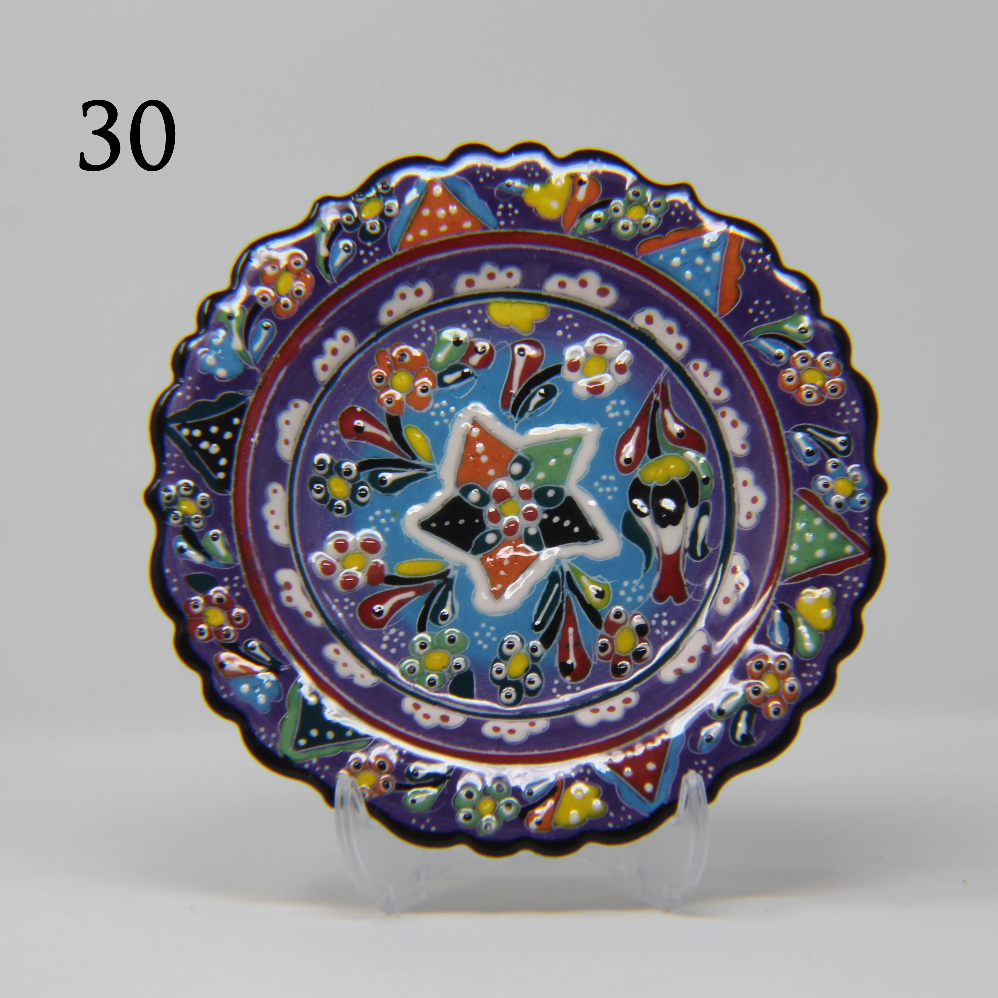 SET OF 3 HAND MADE TURKISH CERAMIC PLATE, 18 cm ( 8''inch ) ID:130 - Image 3
