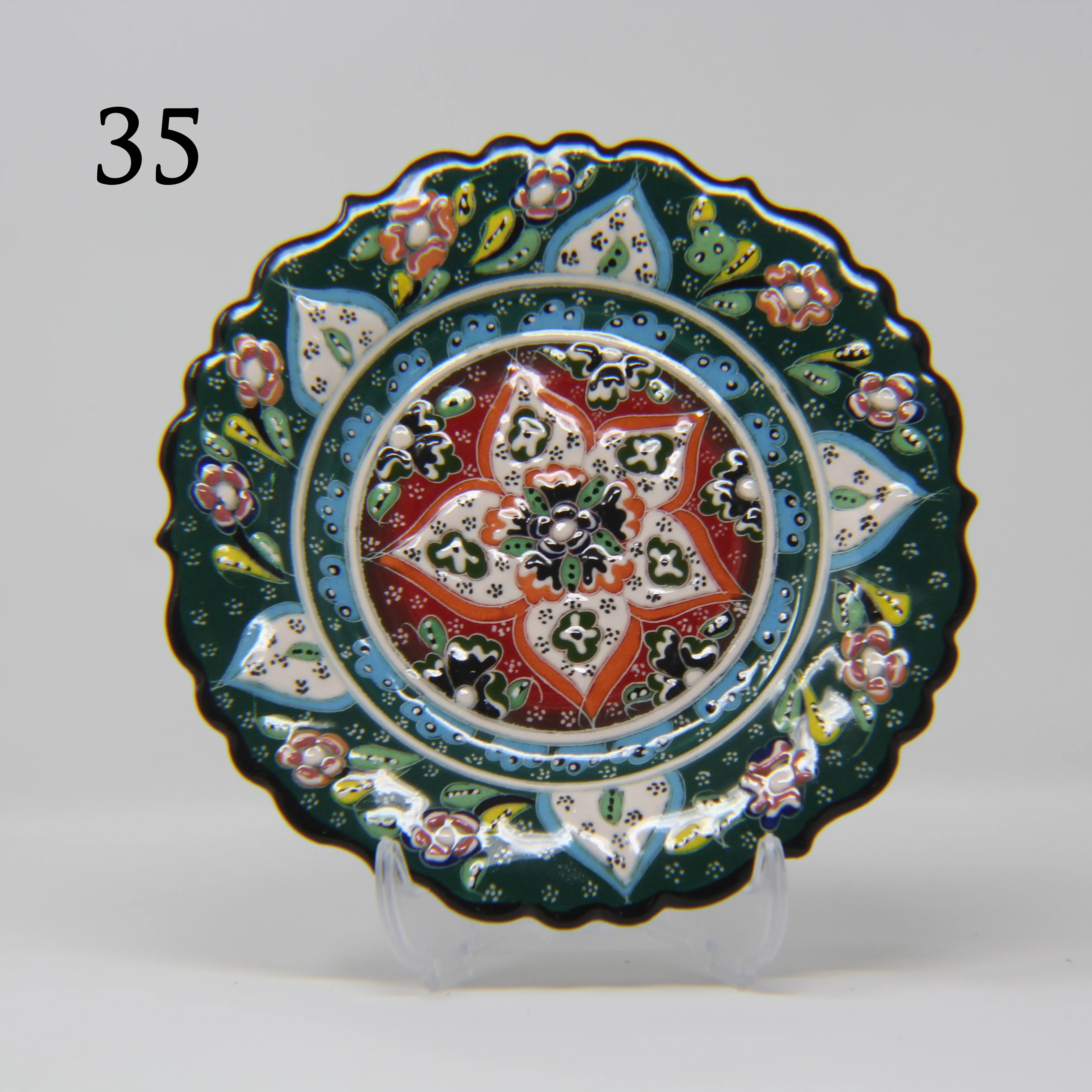 SET OF 3 HAND MADE TURKISH CERAMIC PLATE, 18 cm ( 8''inch ) ID:130 - Image 2