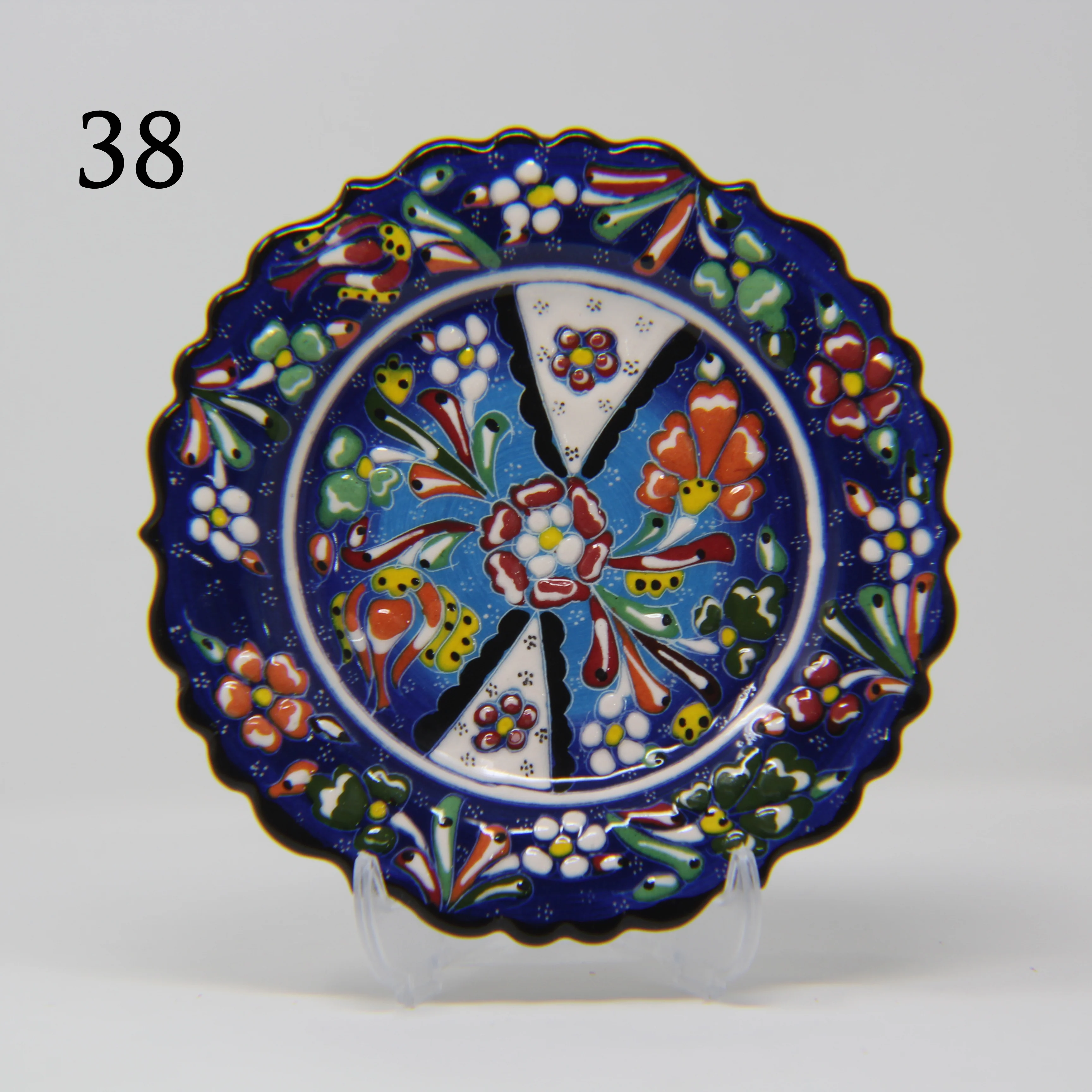 SET OF 3 HAND MADE TURKISH CERAMIC PLATE, 18 cm ( 8''inch ) ID:130 - Image 2