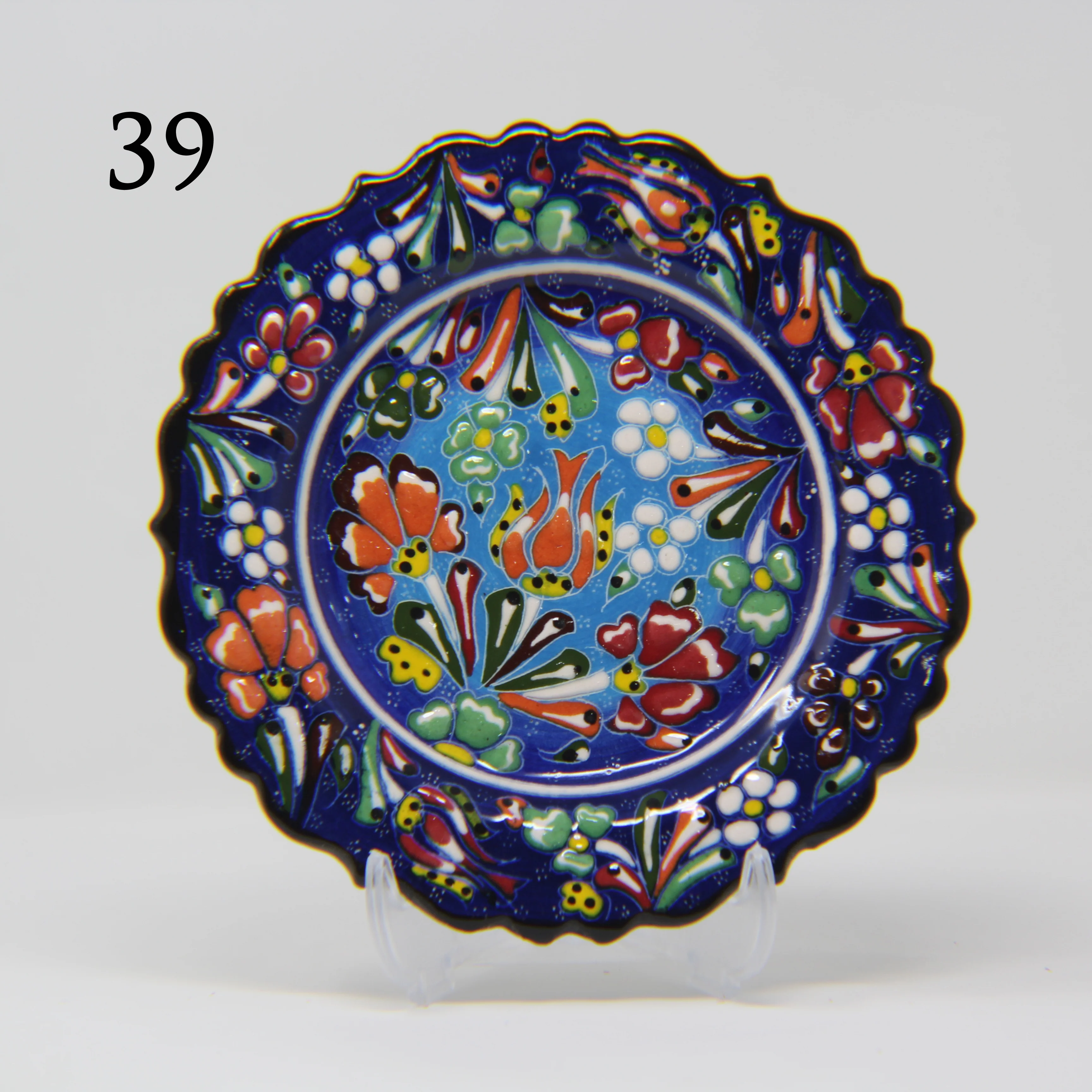 SET OF 3 HAND MADE TURKISH CERAMIC PLATE, 18 cm ( 8''inch ) ID:130 - Image 3