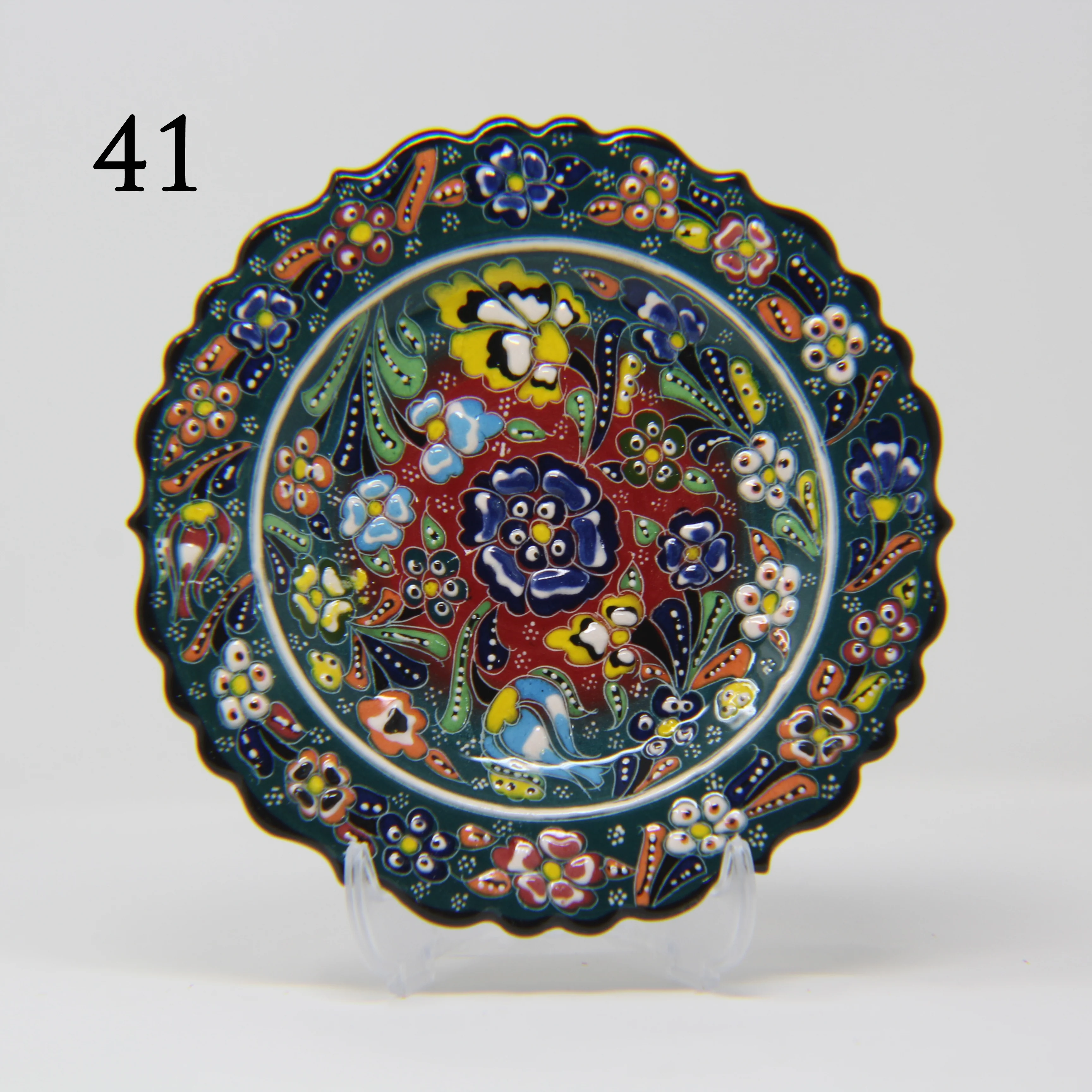 SET OF 3 HAND MADE TURKISH CERAMIC PLATE, 18 cm ( 8''inch ) ID:130 - Image 2