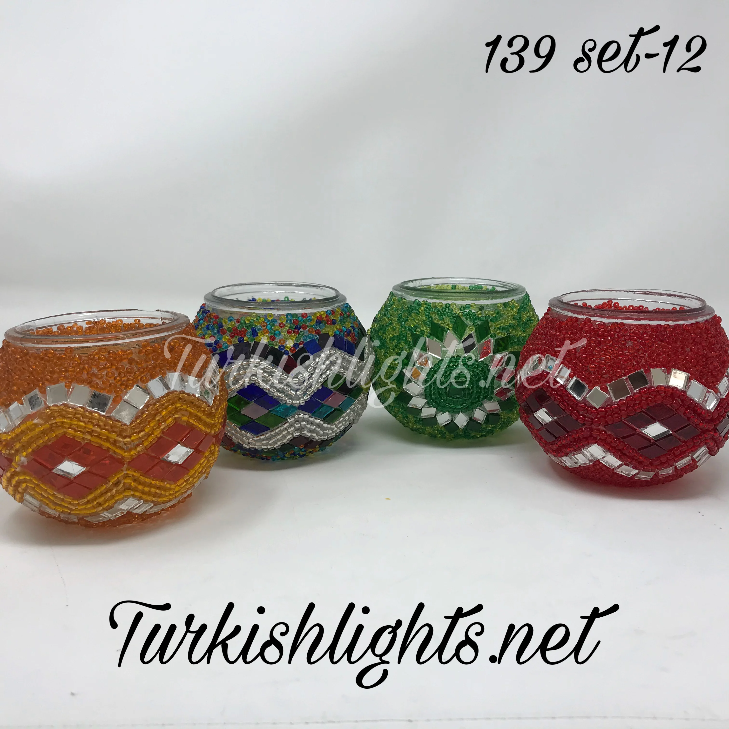 Set Of 4 Turkish Mosaic Candle Holders,ID: 139-12 - Image 3