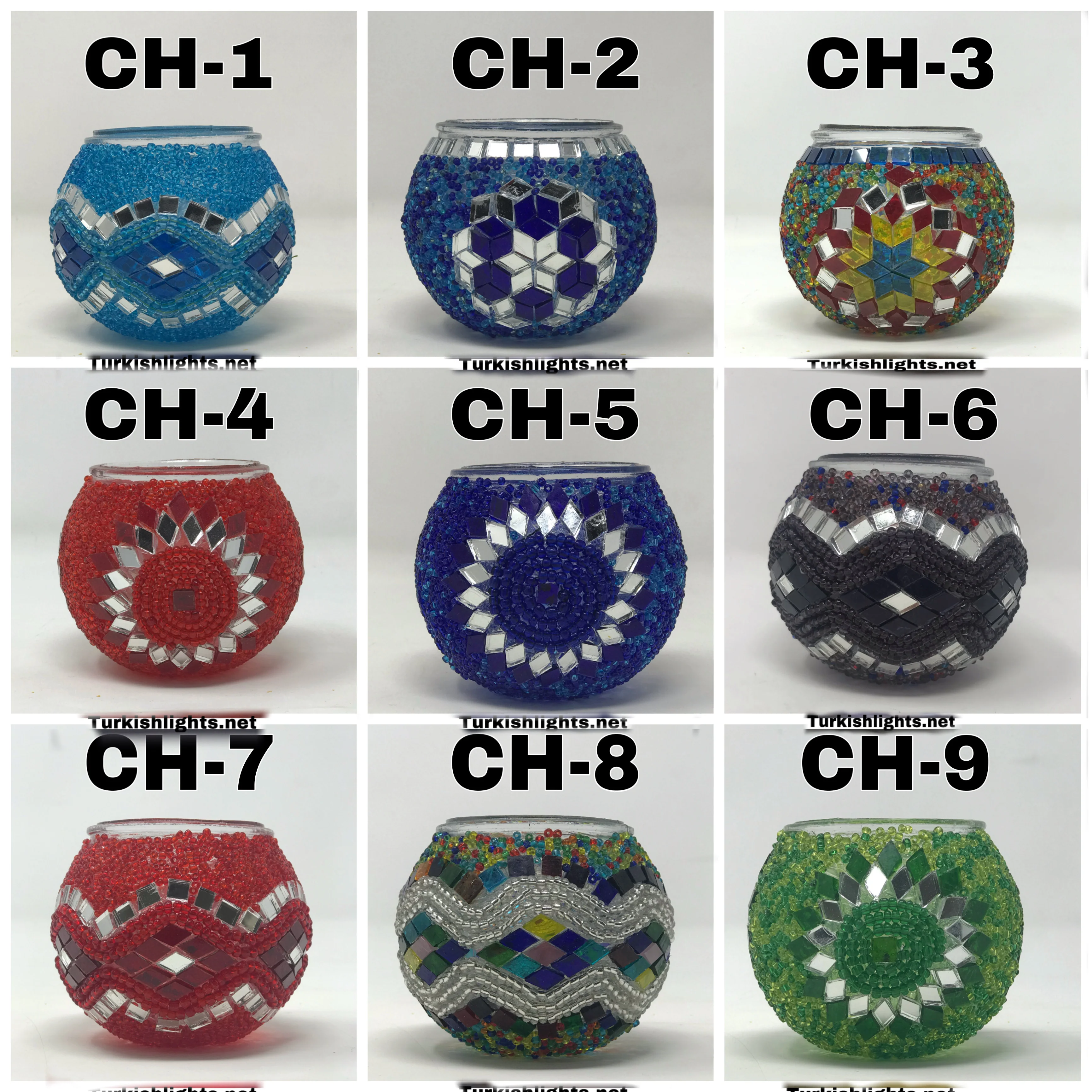 Set Of 4 Turkish Mosaic Candle Holders,ID: 139-15 - Image 7