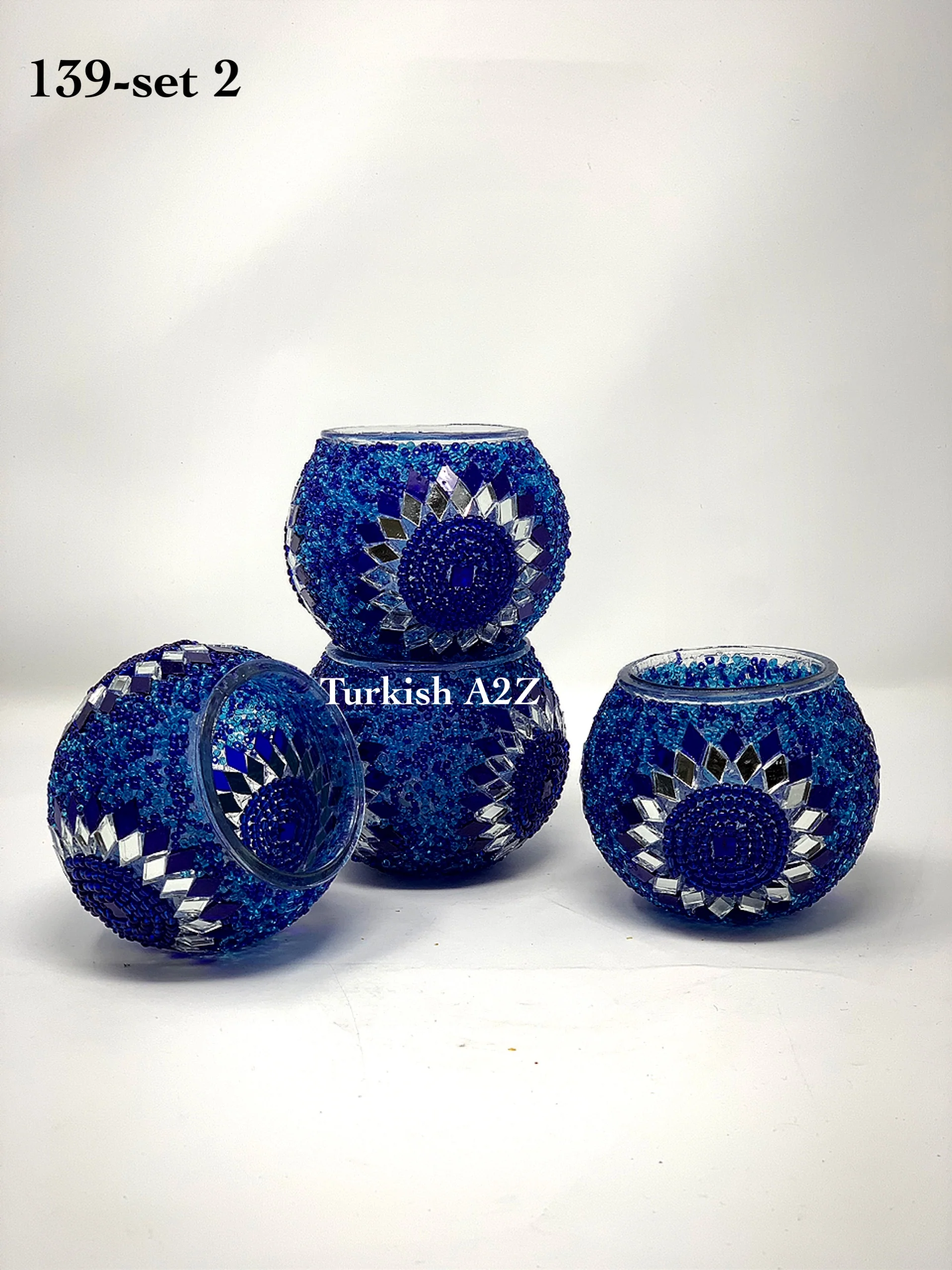 Set Of 4 Turkish Mosaic Candle Holders,ID: 139-02 - Image 2