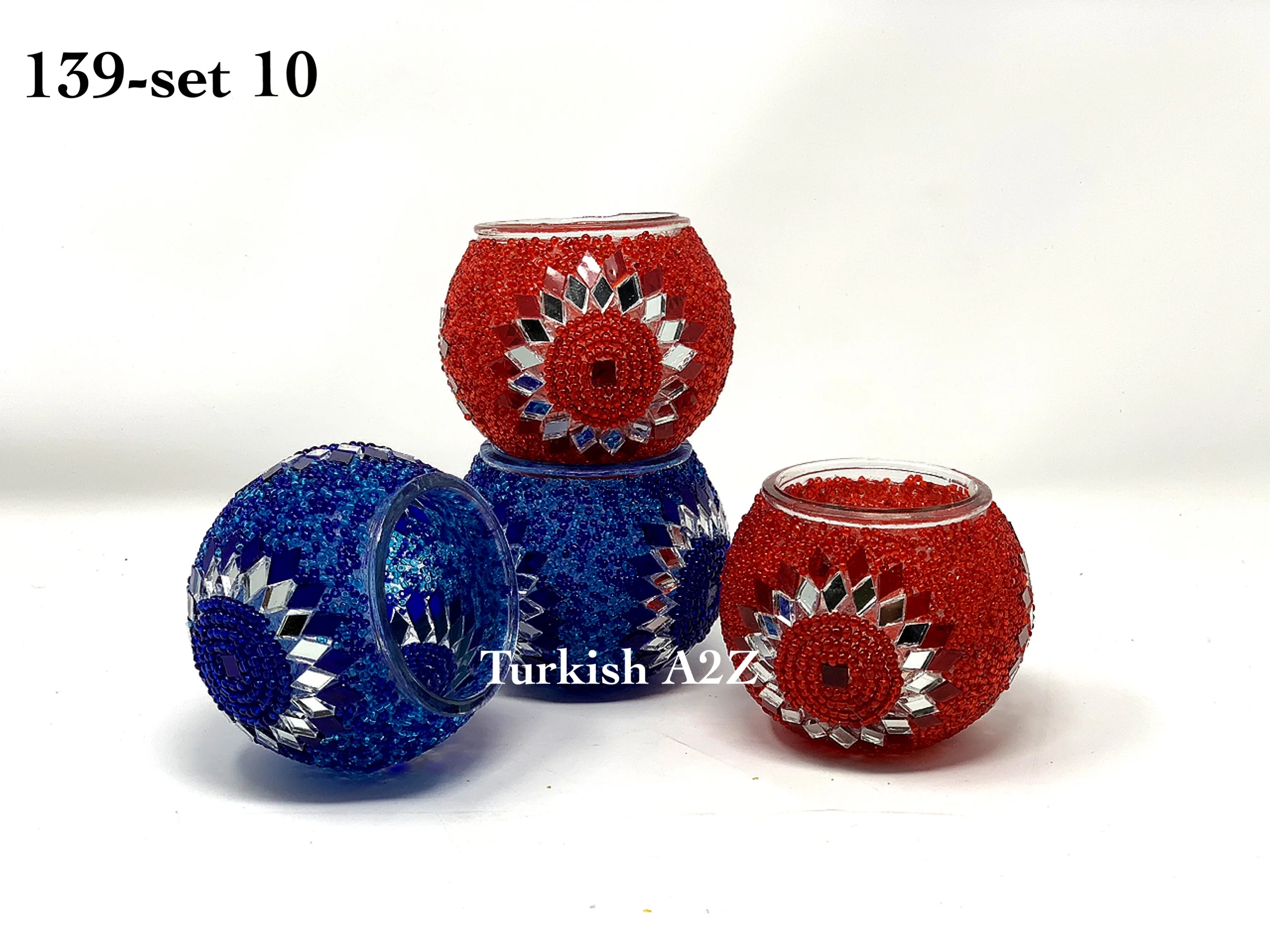 Set Of 4 Turkish Mosaic Candle Holders,ID: 139-10 - Image 5