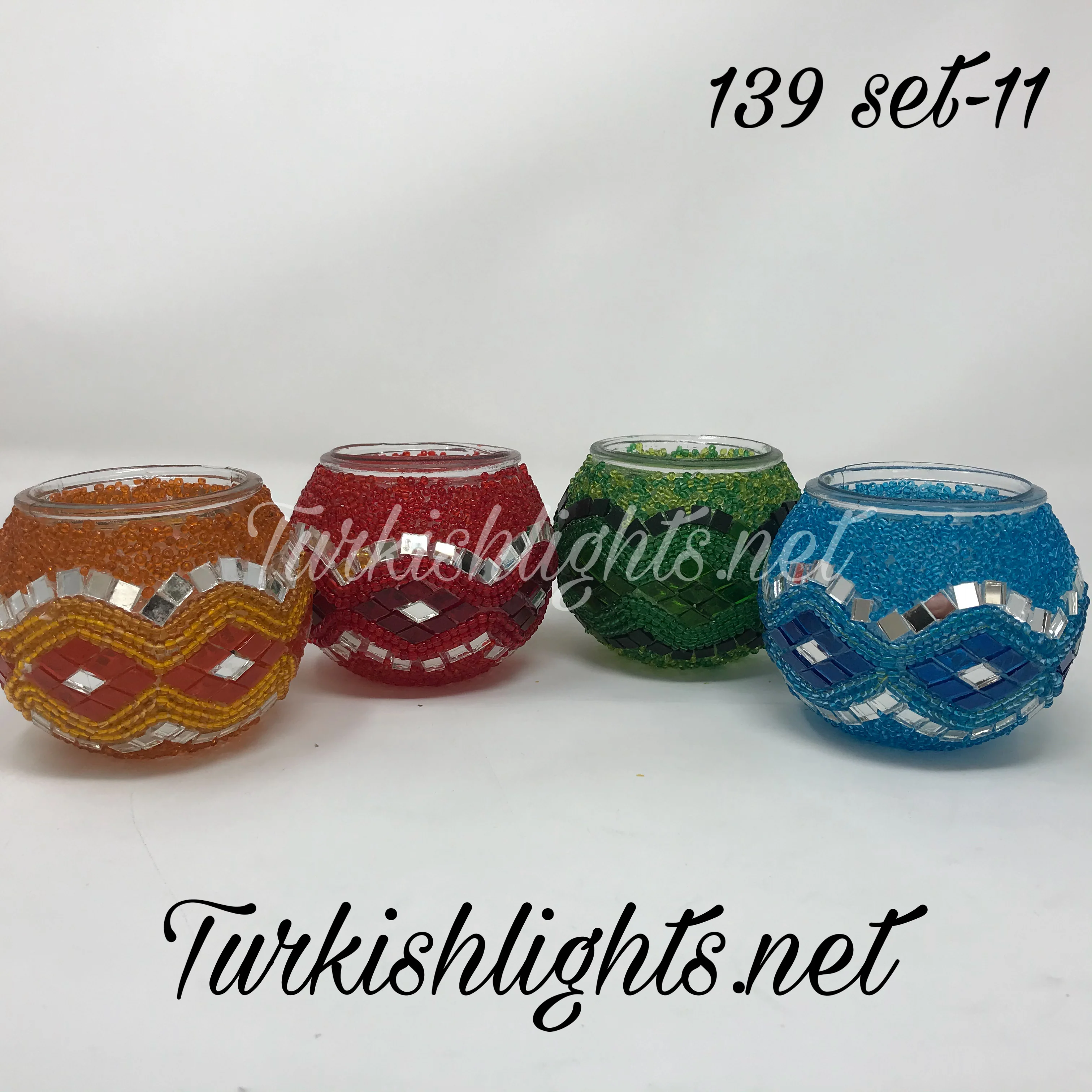 Set Of 4 Turkish Mosaic Candle Holders,ID: 139-11 - Image 3