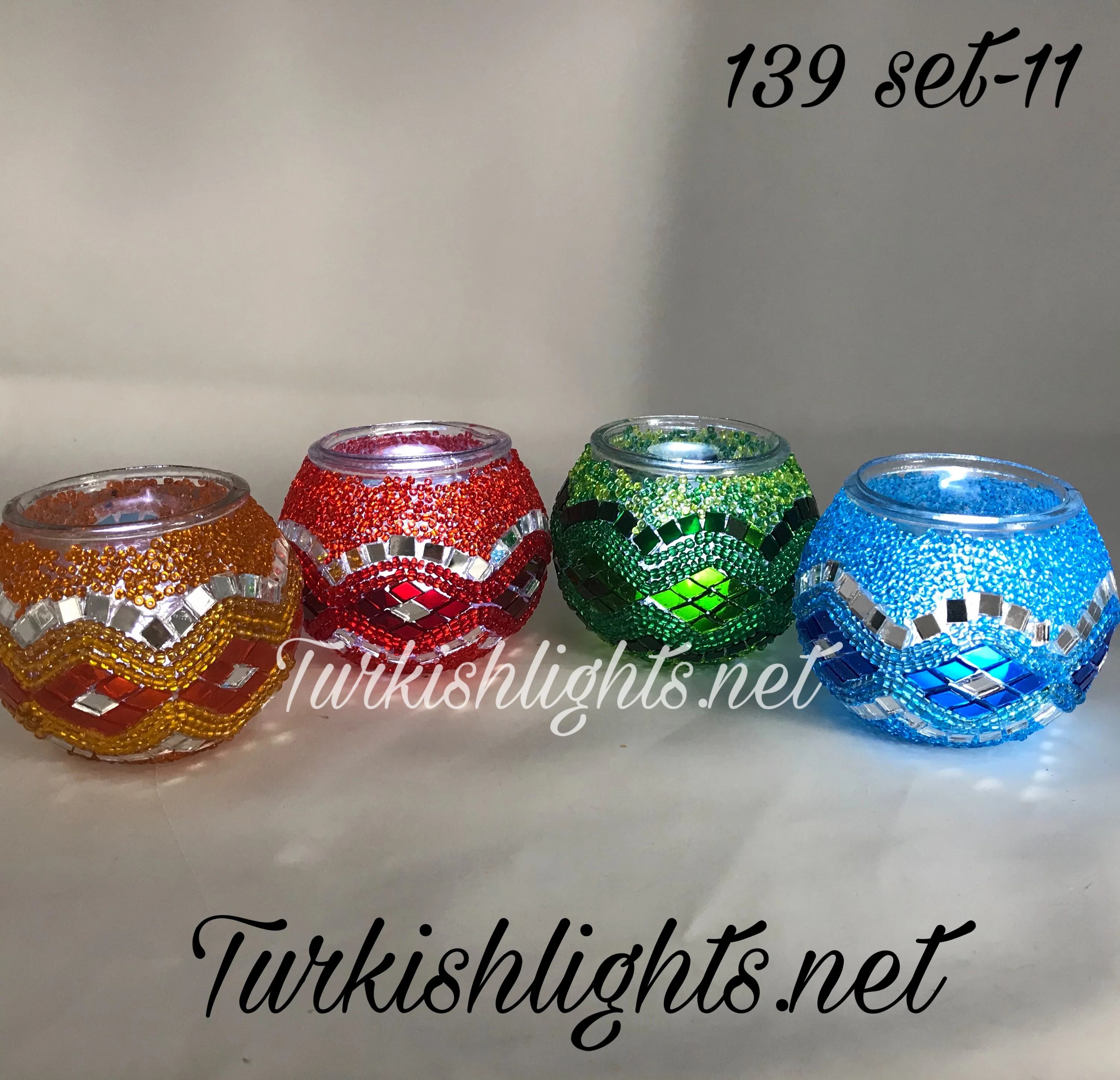 Set Of 4 Turkish Mosaic Candle Holders,ID: 139-11 - Image 5
