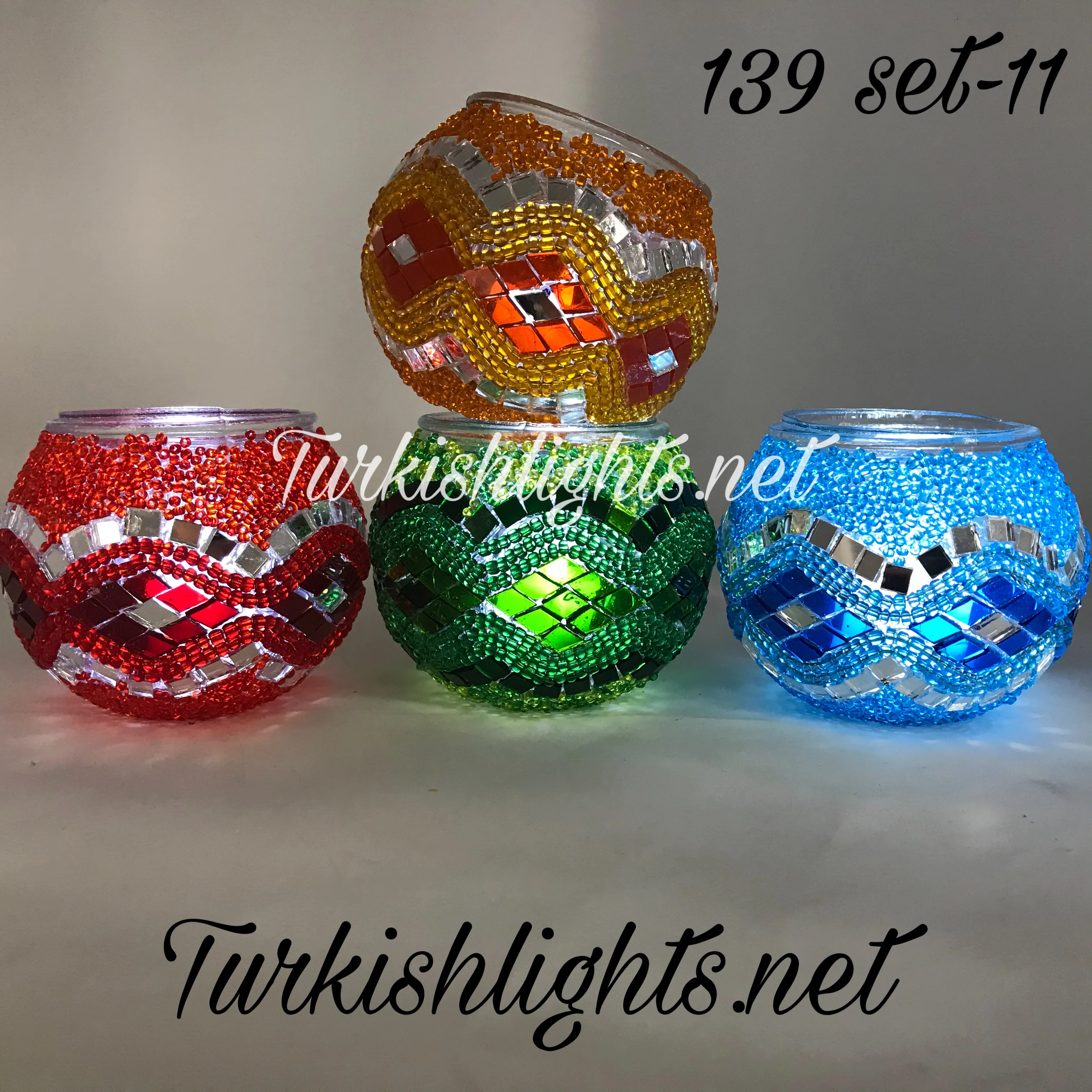 Set Of 4 Turkish Mosaic Candle Holders,ID: 139 all