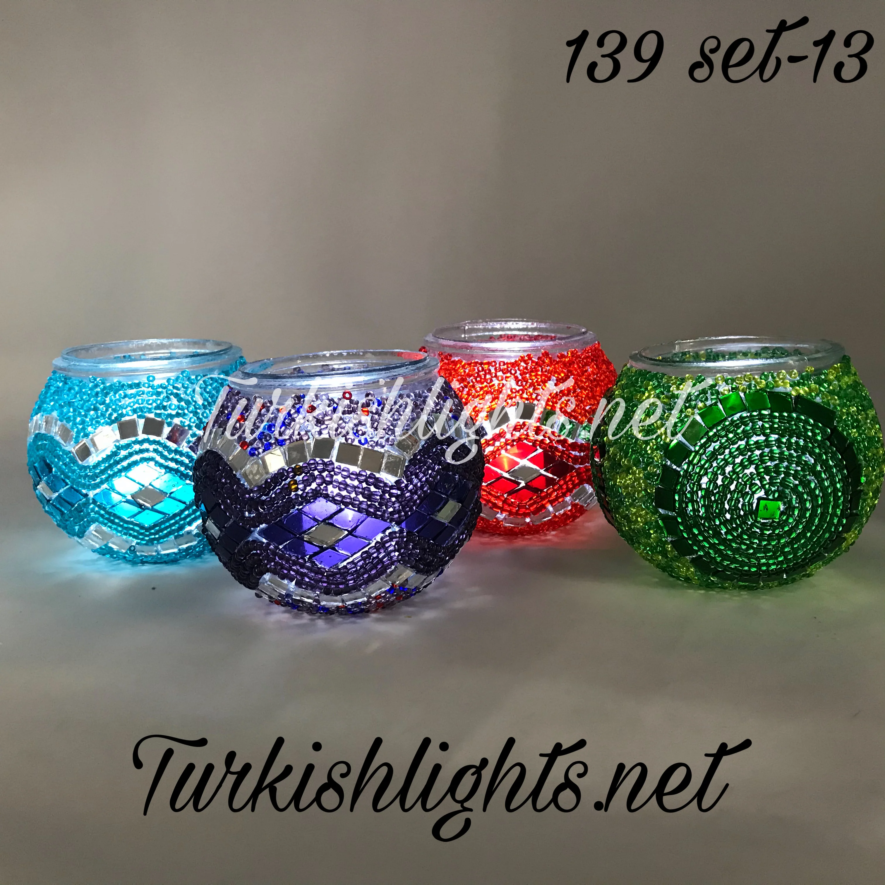 Set Of 4 Turkish Mosaic Candle Holders,ID: 139 all - Image 3