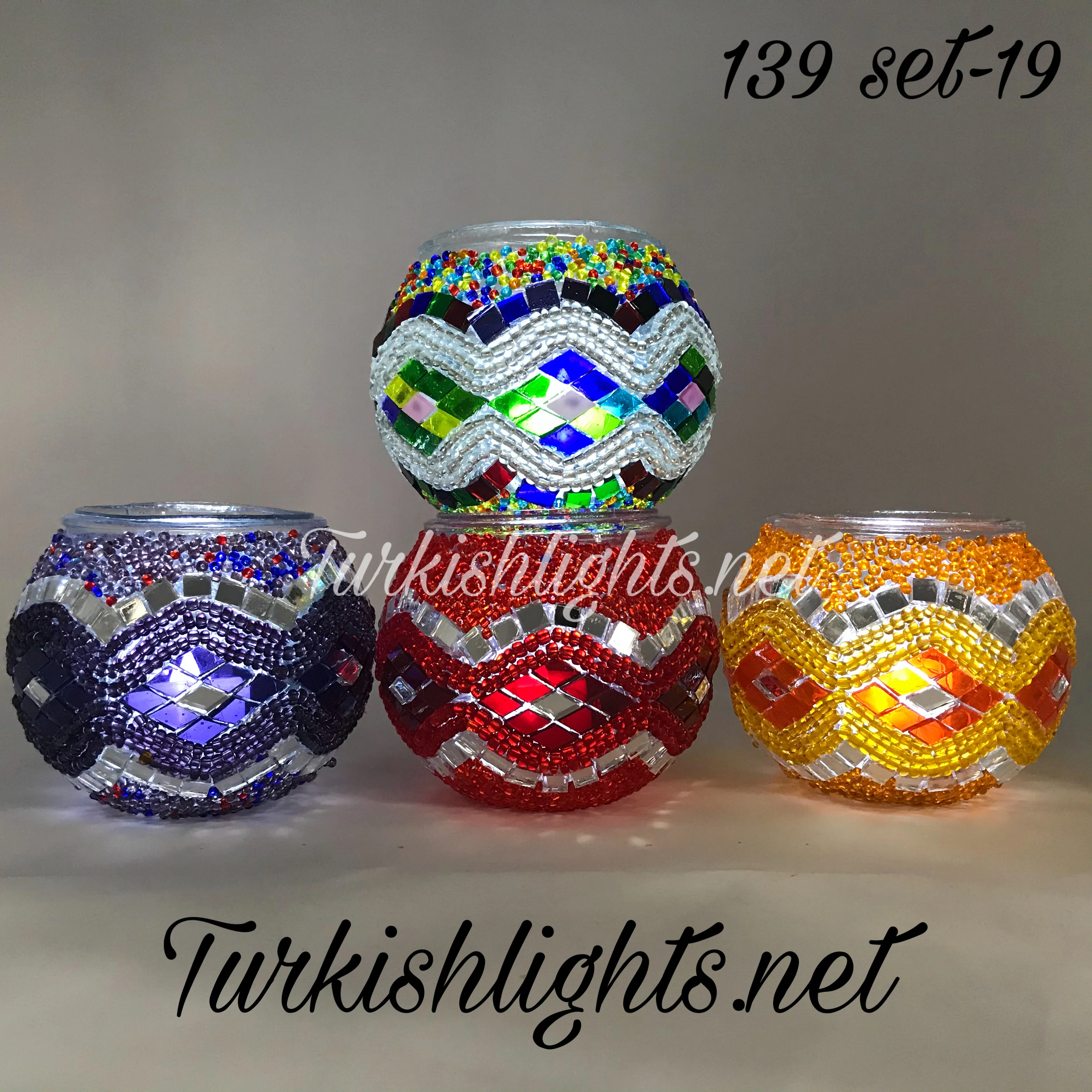 Set Of 4 Turkish Mosaic Candle Holders,ID: 139 all - Image 9